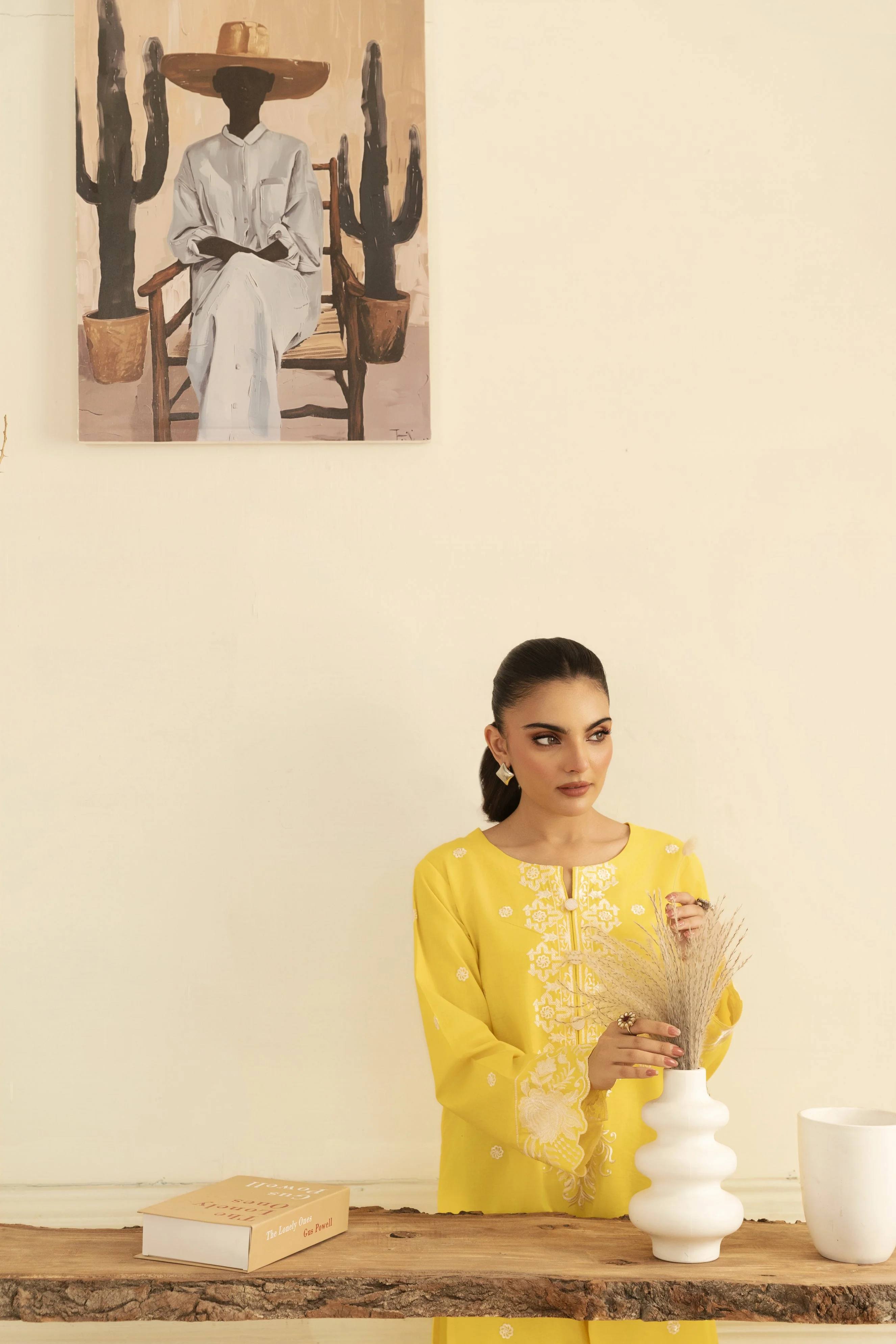 Zoya Zafar Stitched 2 Piece Cotton Suit-Yellow - Image 4