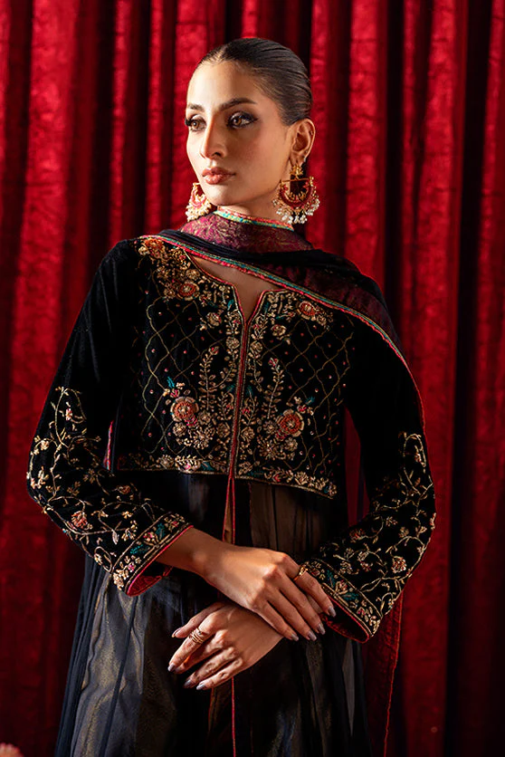 Bagh-E-Makhmal Separates By Zaaviay Stitched Black Moonstone (Three Piece) - Image 3