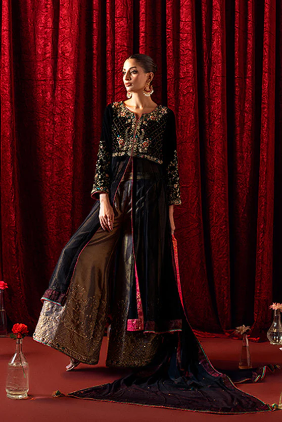 Bagh-E-Makhmal Separates By Zaaviay Stitched Black Moonstone (Three Piece) - Image 4