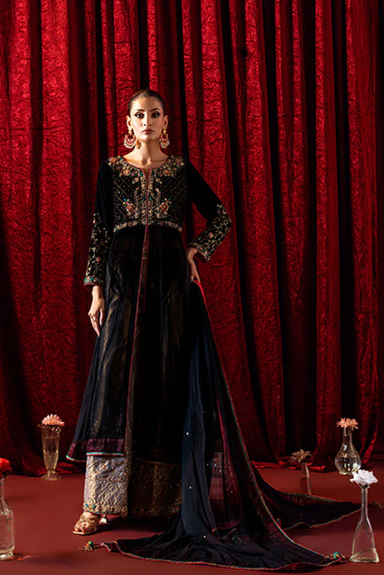 Bagh-E-Makhmal Separates By Zaaviay Stitched Black Moonstone (Three Piece) - Image 5