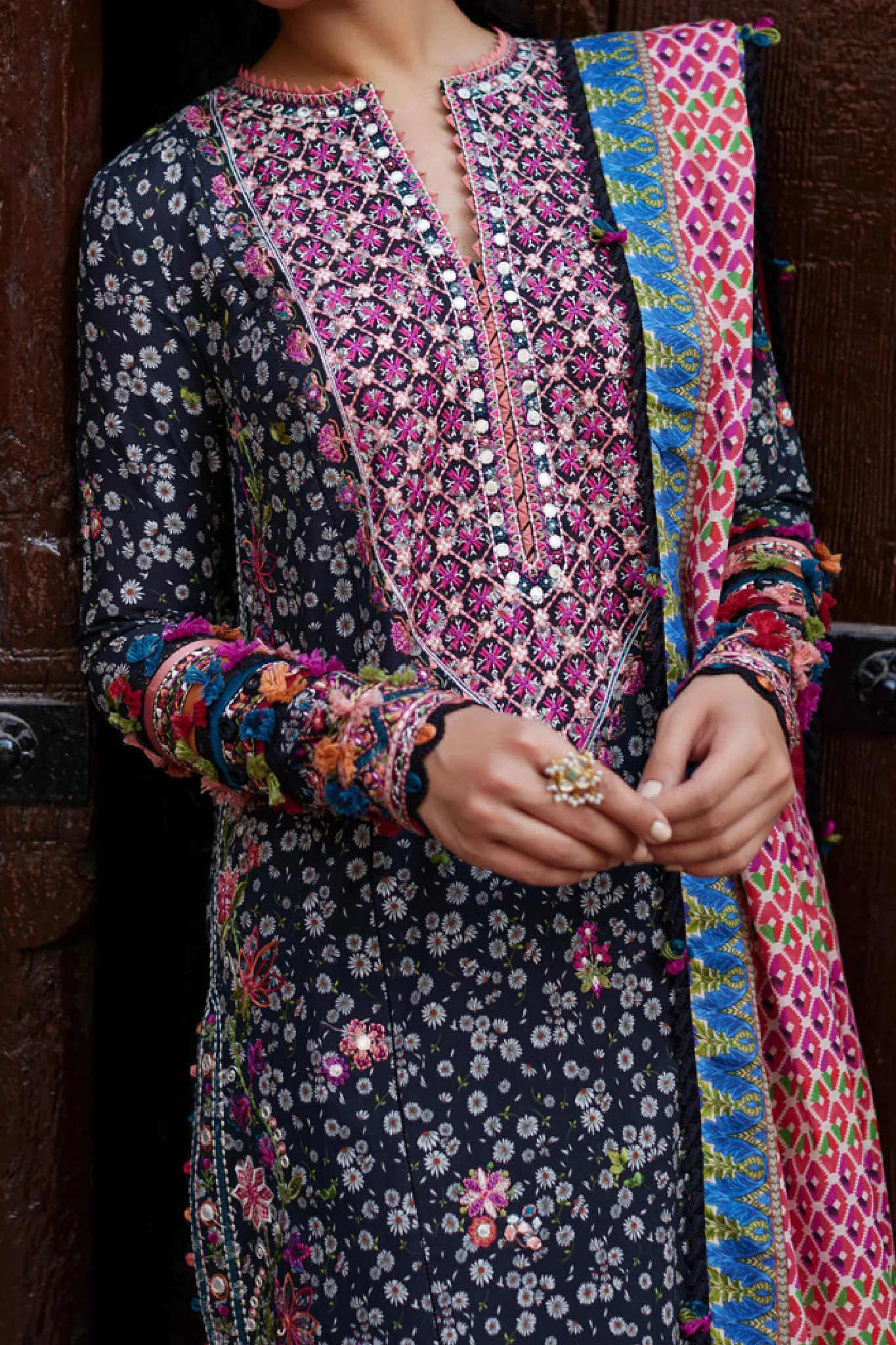 Zaha Unstitched 3 Piece Emb Festive Lawn Suit-ZF-10-Nihan - Image 2