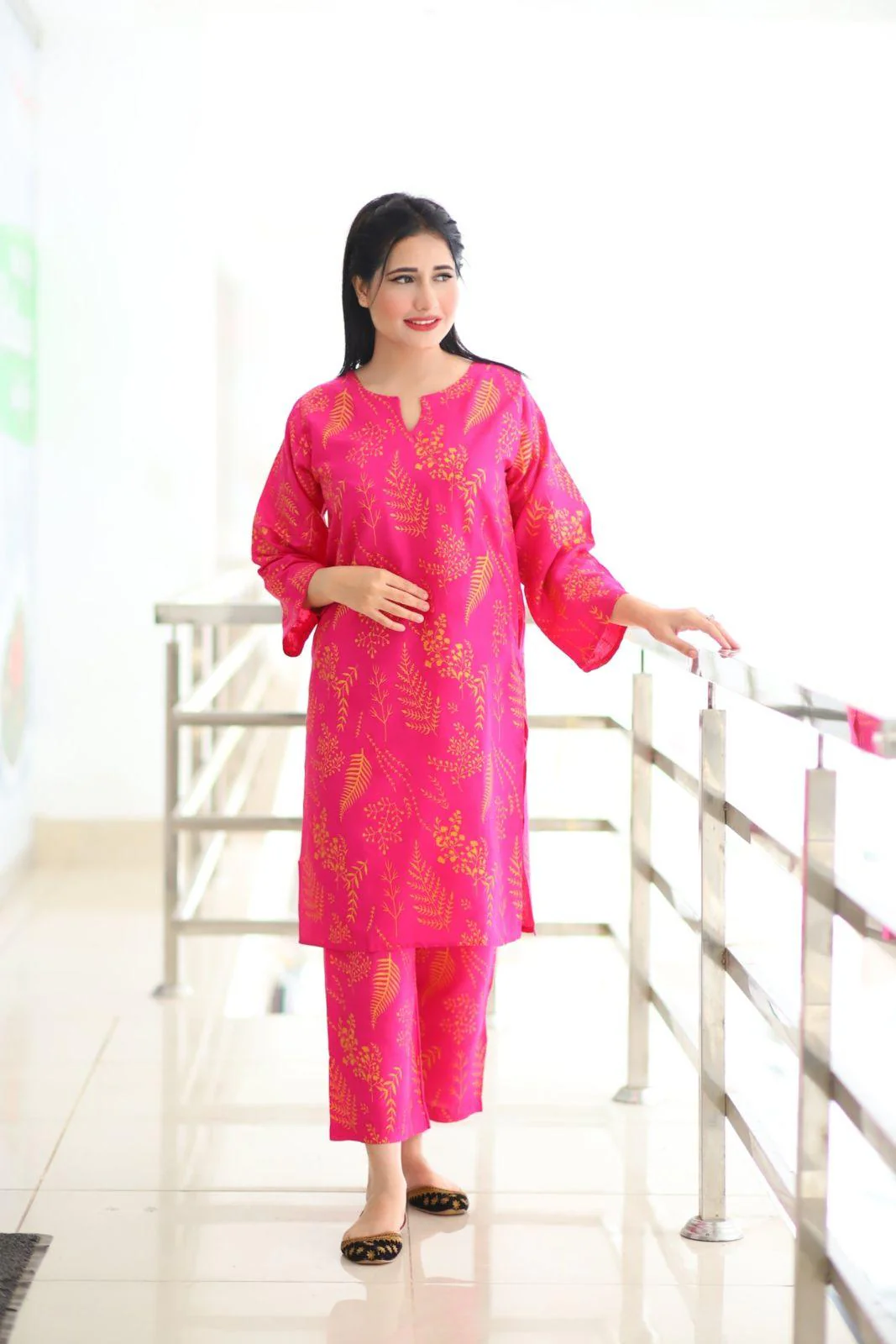 Zaib E Hoor Floral Leaf Print 2Pcs Stitched - Image 10
