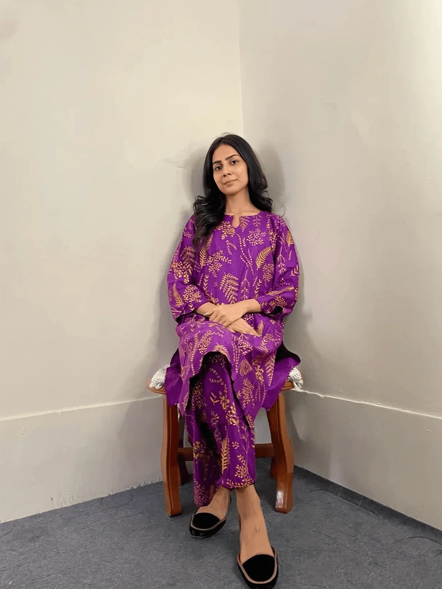 Zaib E Hoor Floral Leaf Print 2Pcs Stitched - Image 17