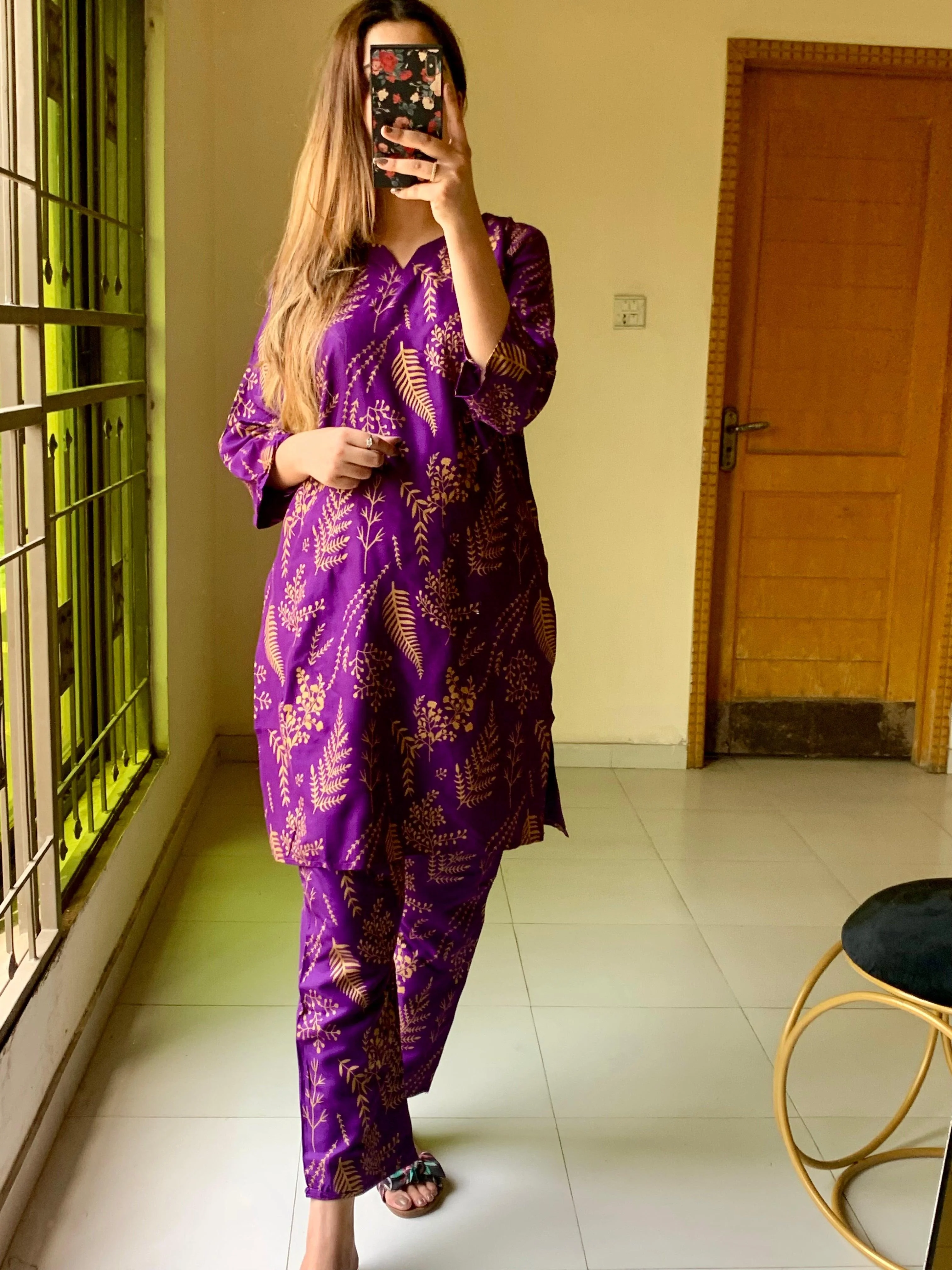 Zaib E Hoor Floral Leaf Print 2Pcs Stitched - Image 29