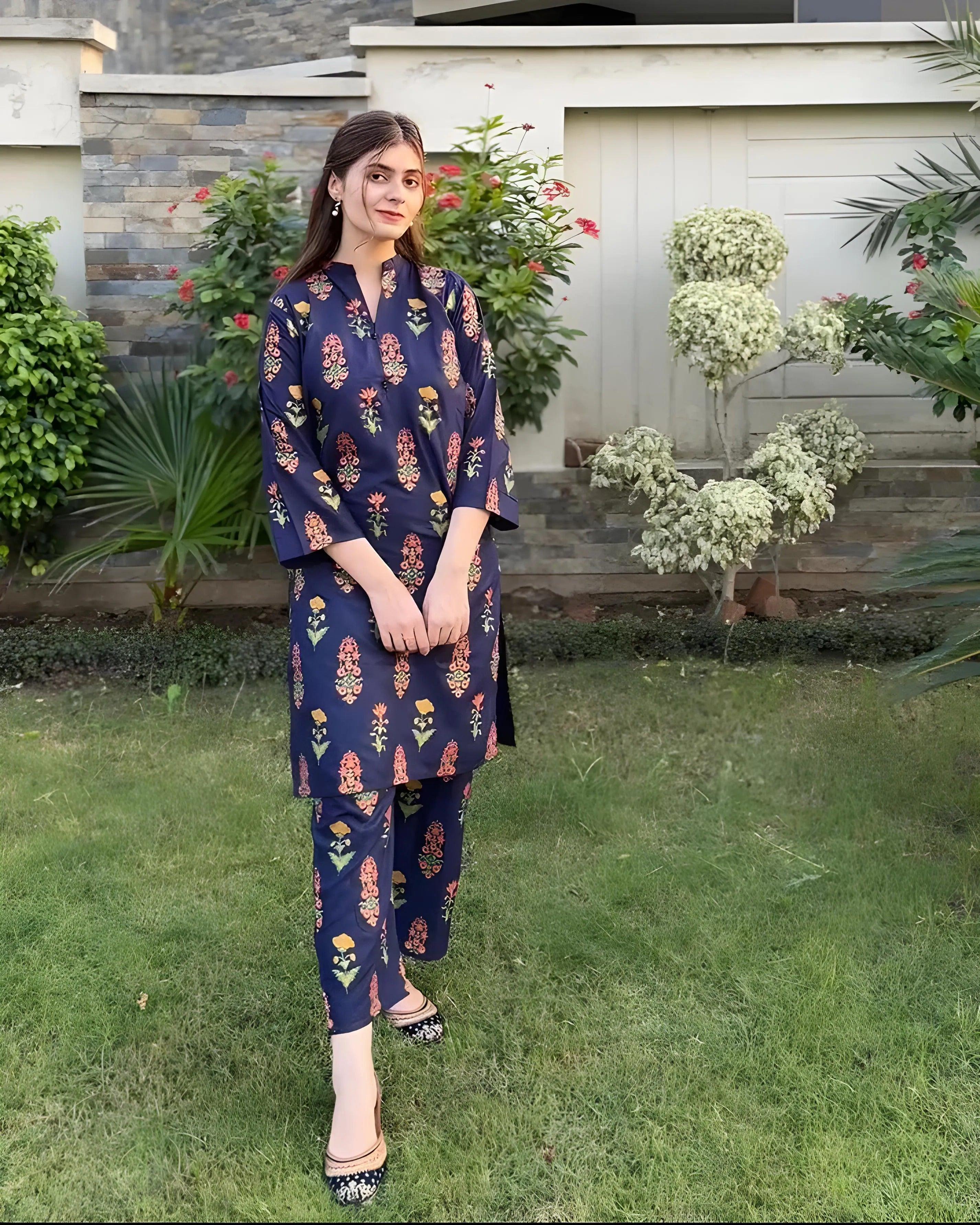 Zaib E Hoor Rangrasiya Floral Print 2Pcs Stitched - Image 5
