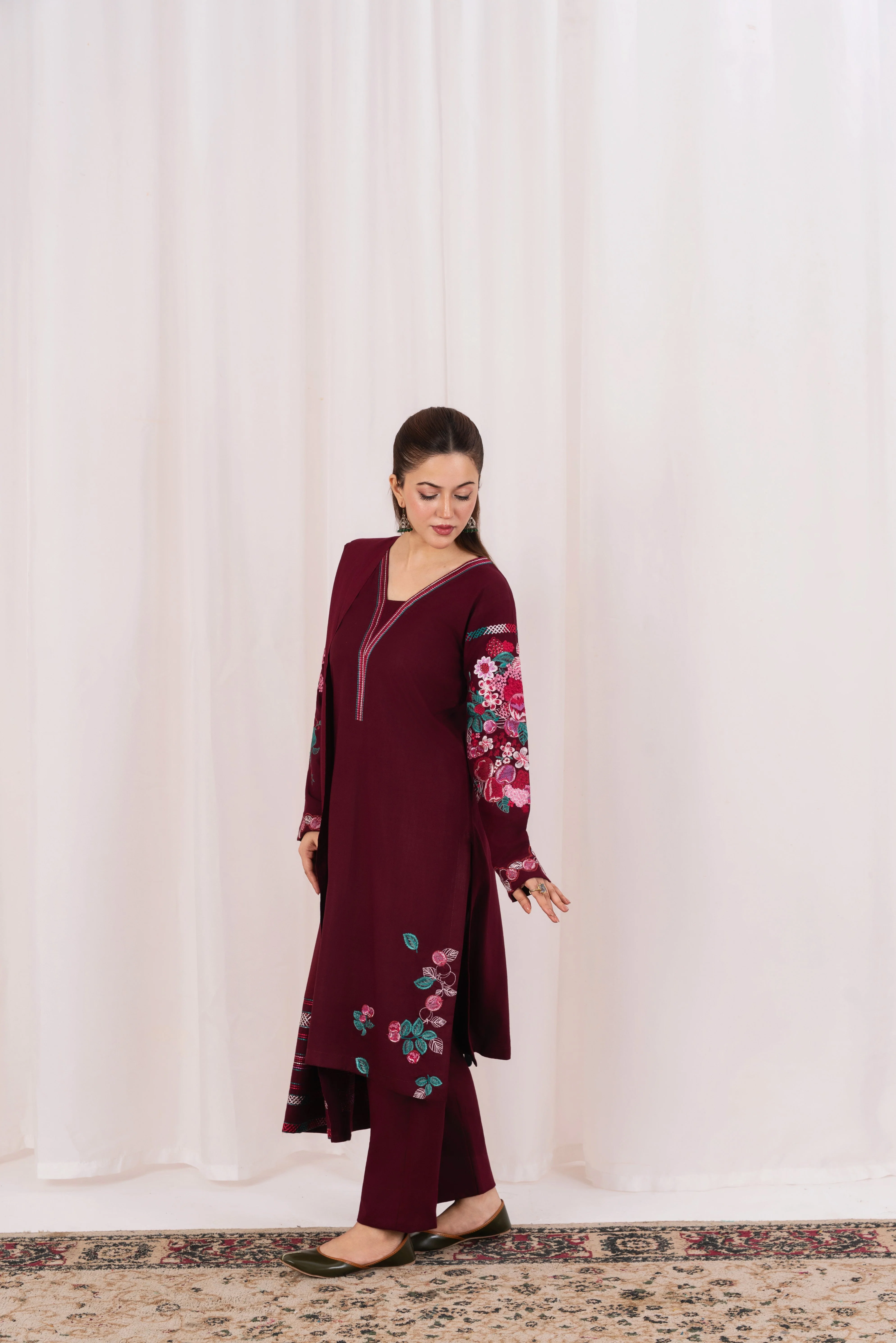 Feathers Unstitched Winter Arrivals Suit-ZARENE-FT558 - Image 2