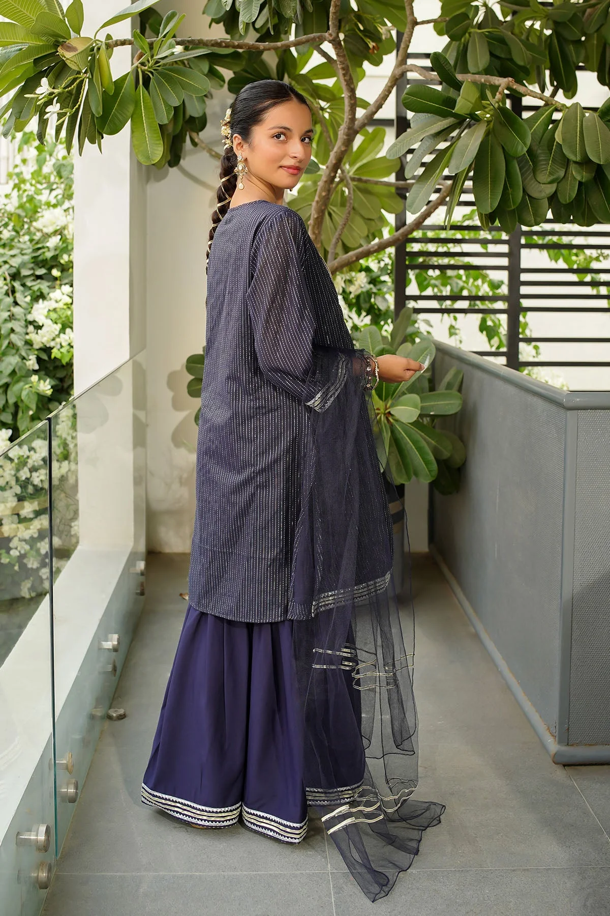 Ochre Clothing Zari Jacquard Hand Adda Work 3 Pc Suit Suit-MHD-14 - Image 5
