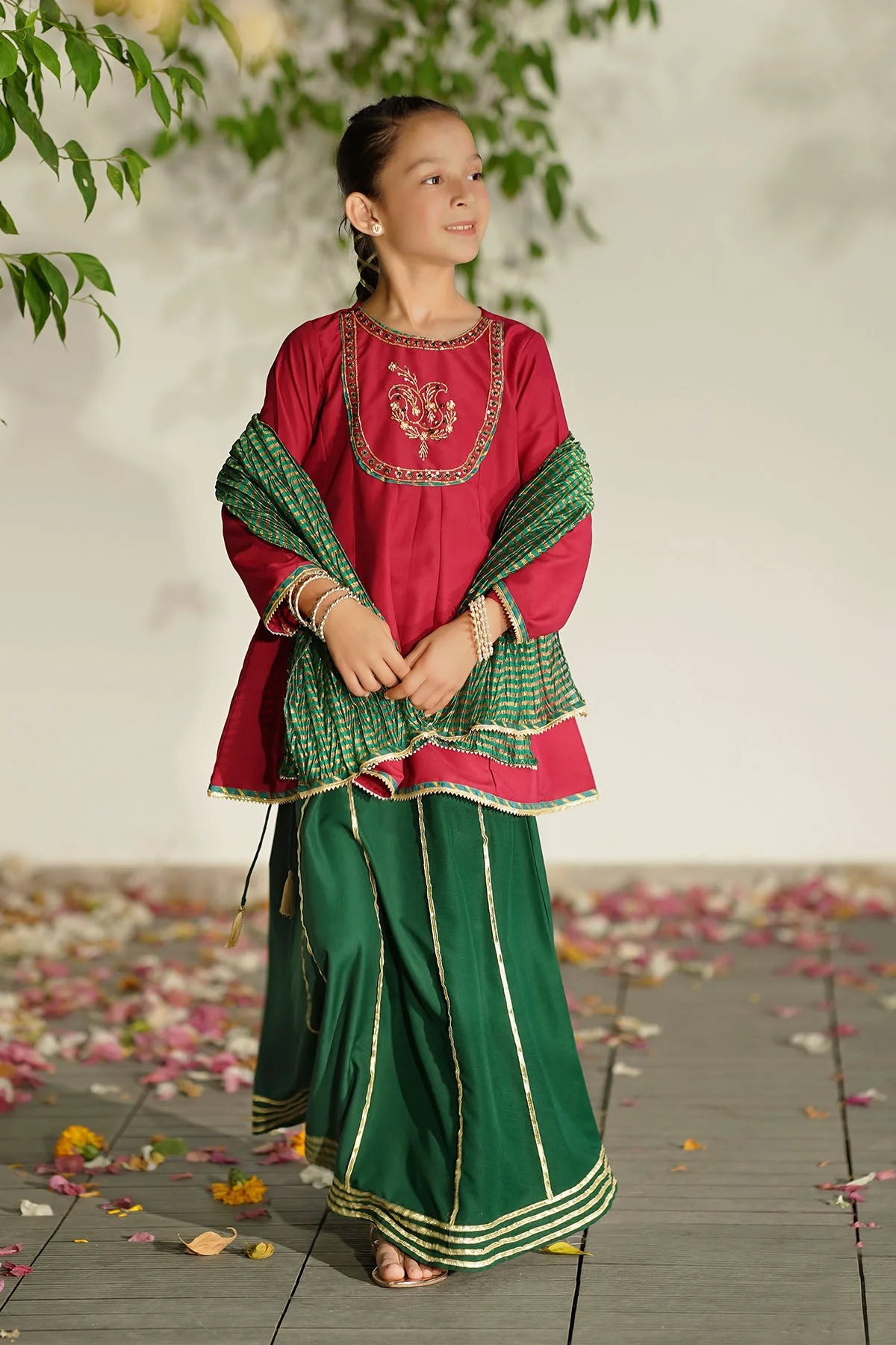 Ochre Clothing Raw Silk Hand Adda Work 3 Pc Suit Suit-MHD-10