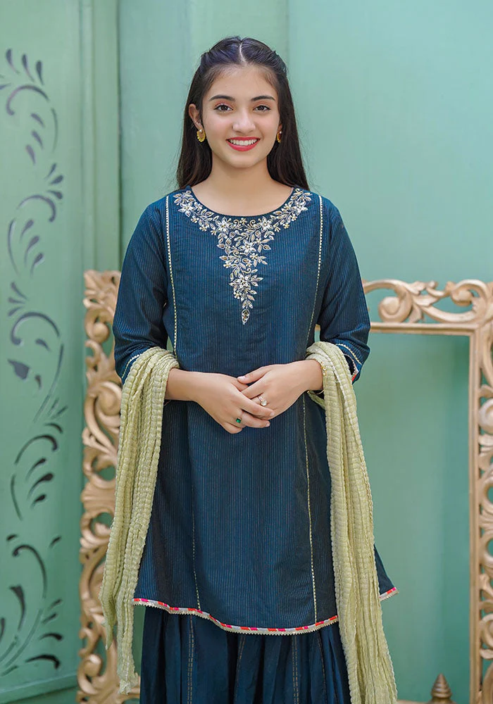Ochre Clothing Zari Missouri Hand Adda Work 3 Pc Suit - Image 2
