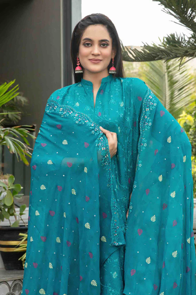 Zarna By Tawakkal Unstitched 3 Piece Emb Schiffli Lawn Vol-02 Collection D-1136 - Image 3