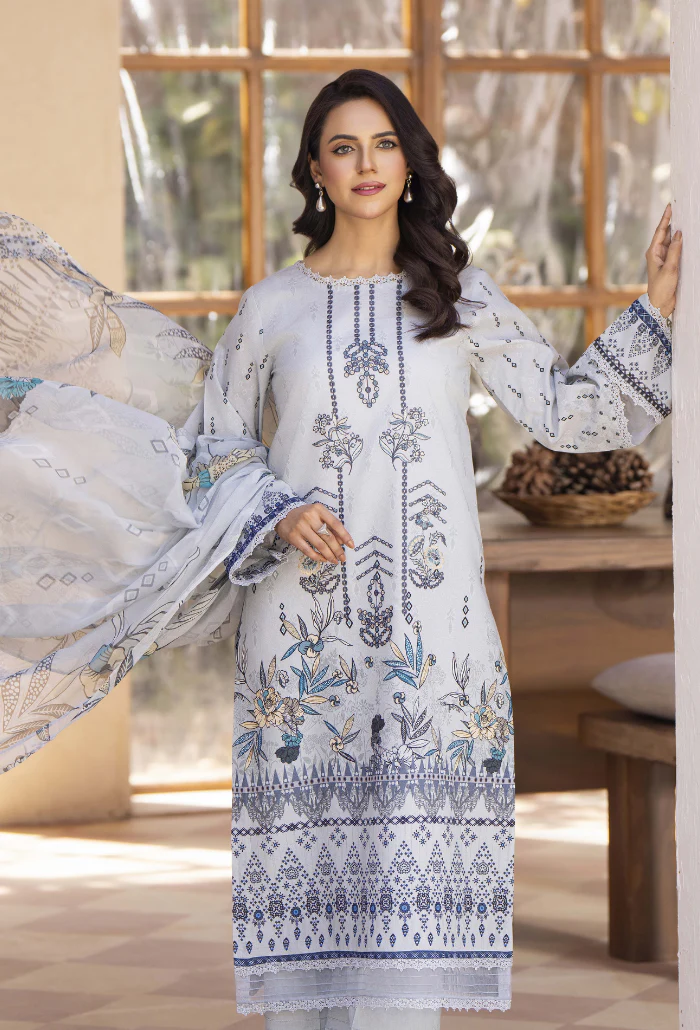 Zarwisha By Humdum Unstitched 3 Piece Digital Printed Emb Lawn Suit-D-03 - Image 4