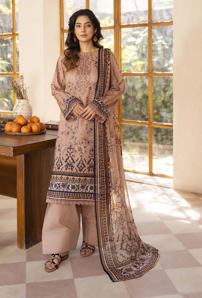 Zarwisha By Humdum Unstitched 3 Piece Digital Printed Emb Lawn Suit-D-08