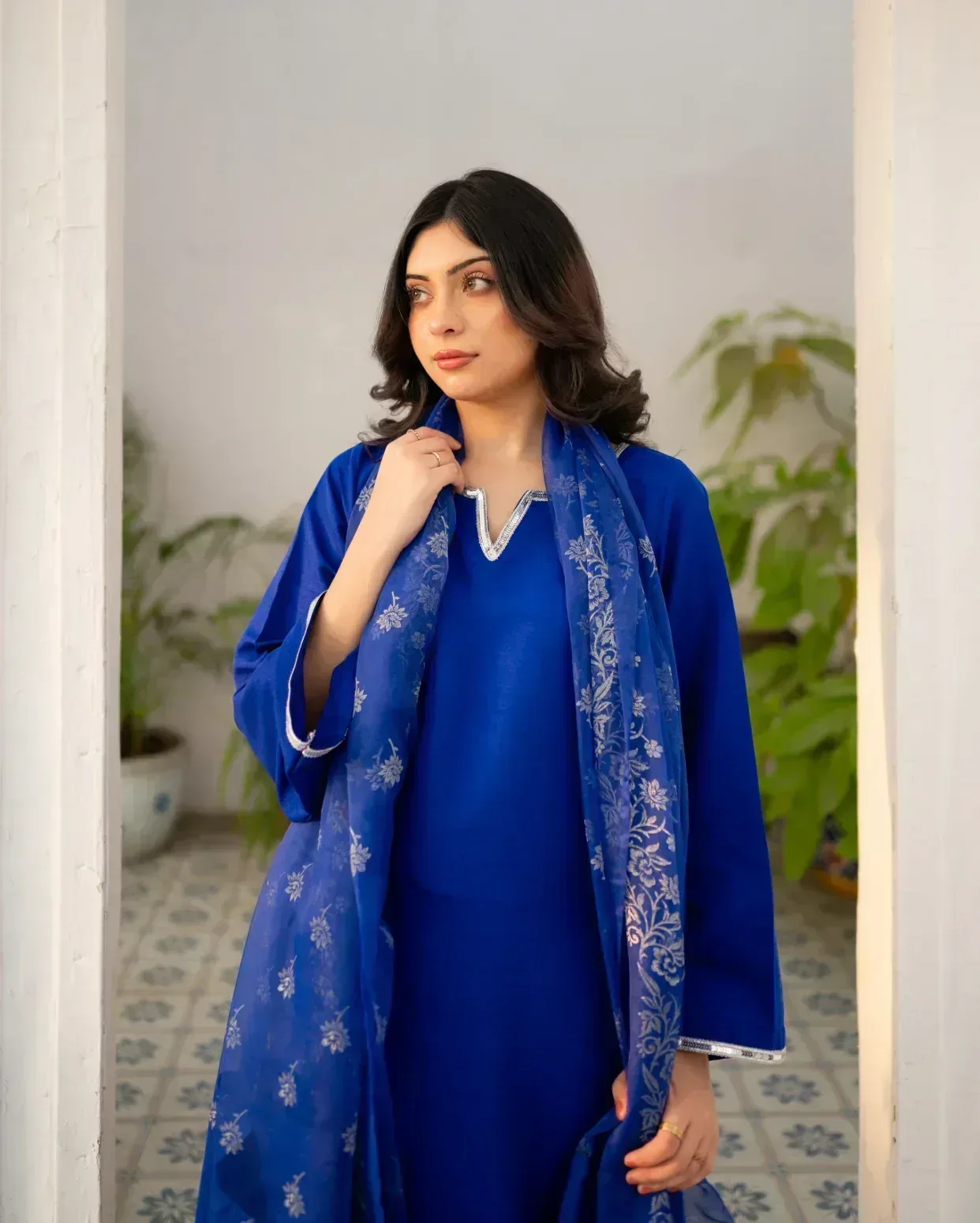 Zauk Royal Blue Farshi Shalwar Suit - Image 7