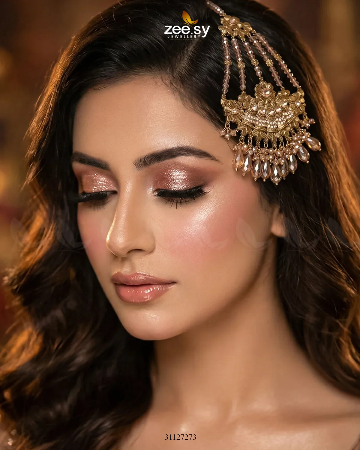 Zeesy Antique Bloom Pearl Cascade Jhumar