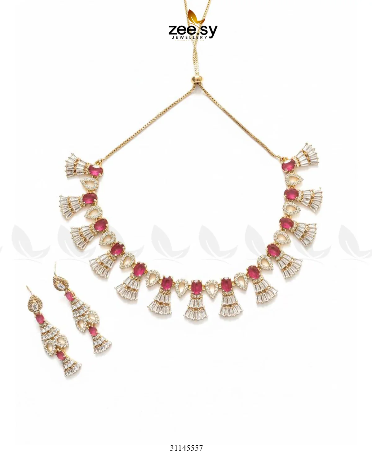 Zeesy Baguette Fringe Tassel Necklace Set - Image 2