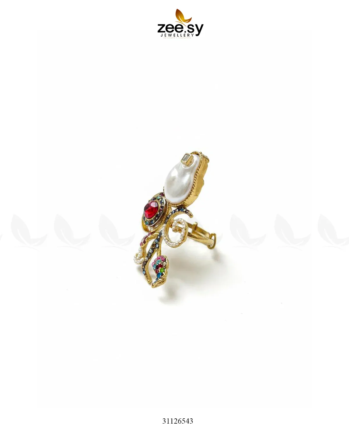 Zeesy Baroque Crystal Rose Ring - Image 4