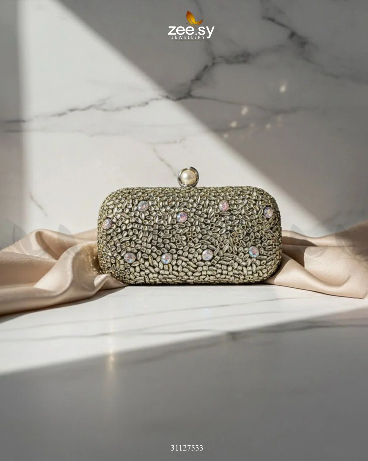 Zeesy Berry Toned Crystal Fiesta Bag - Image 9