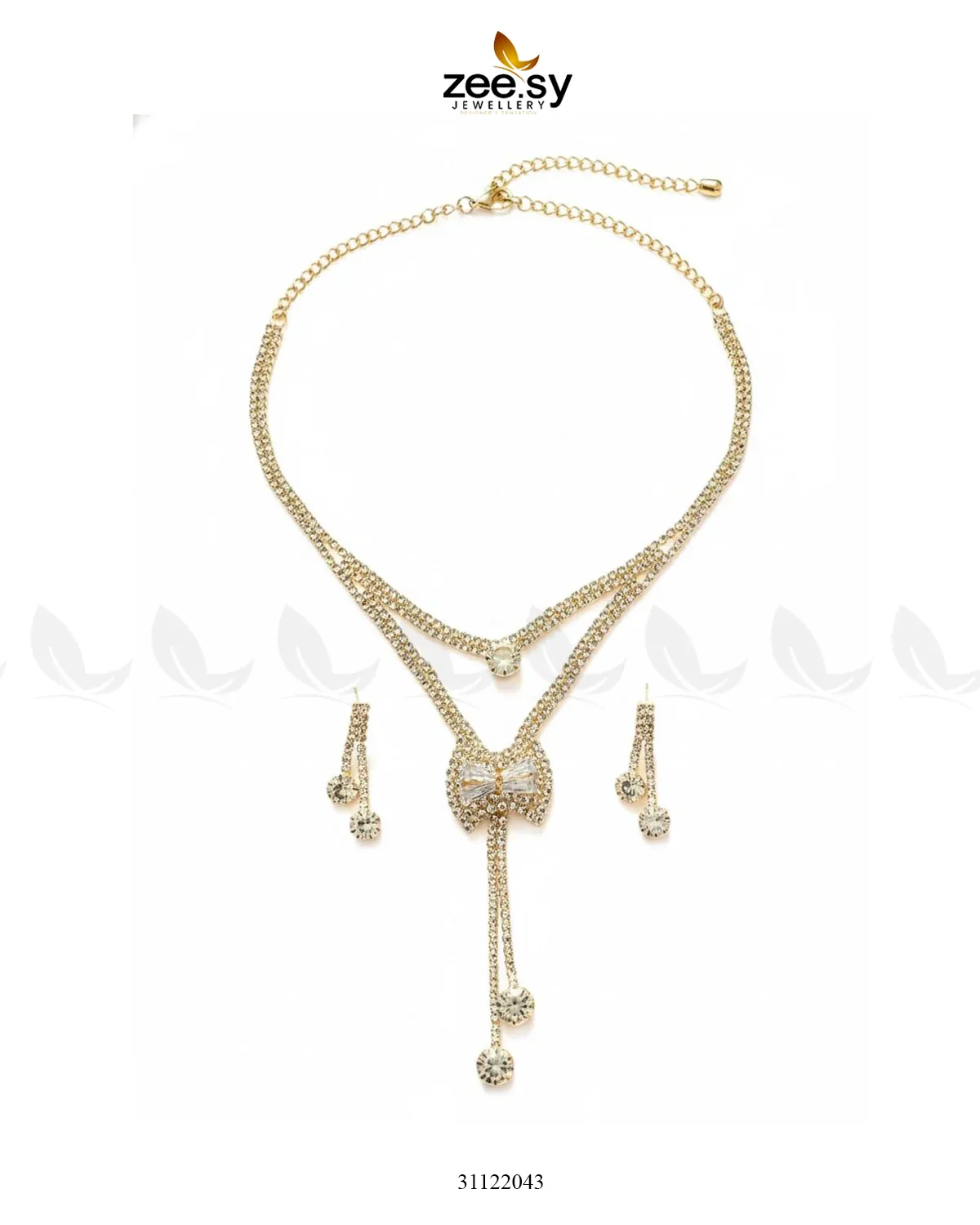 Zeesy Brilliant Ribbon Drape Necklace Set - Image 5