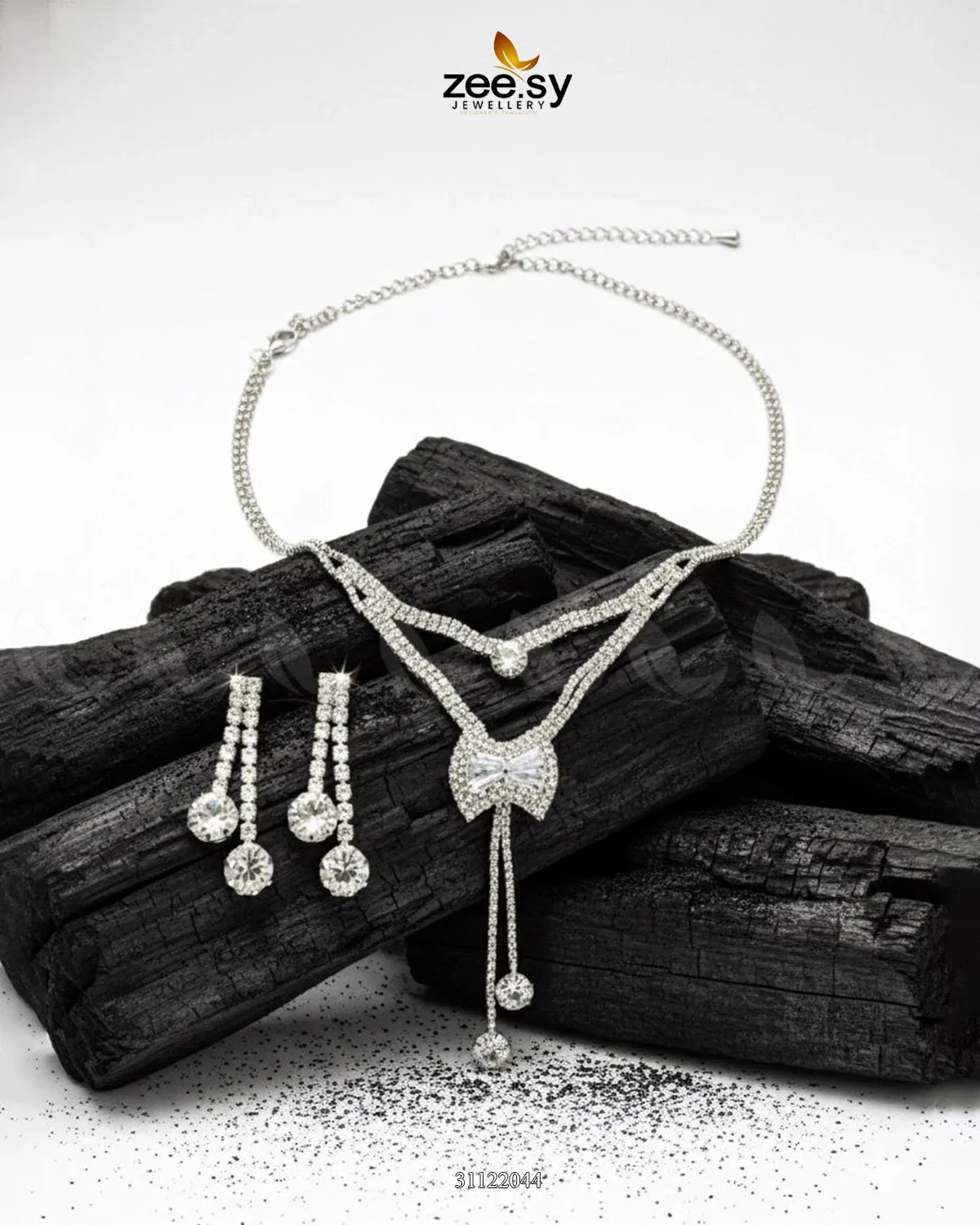 Zeesy Brilliant Ribbon Drape Necklace Set - Image 6