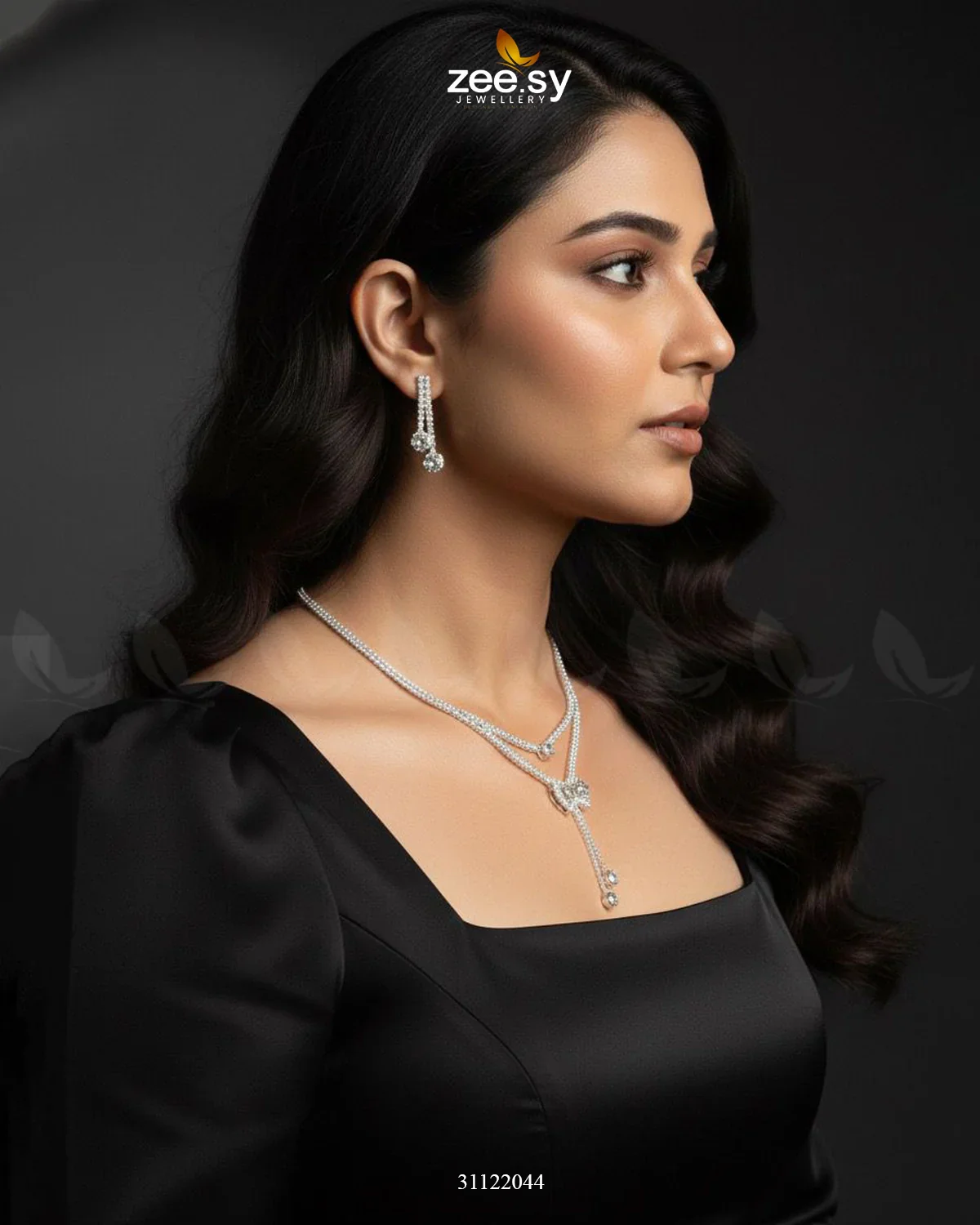 Zeesy Brilliant Ribbon Drape Necklace Set - Image 7