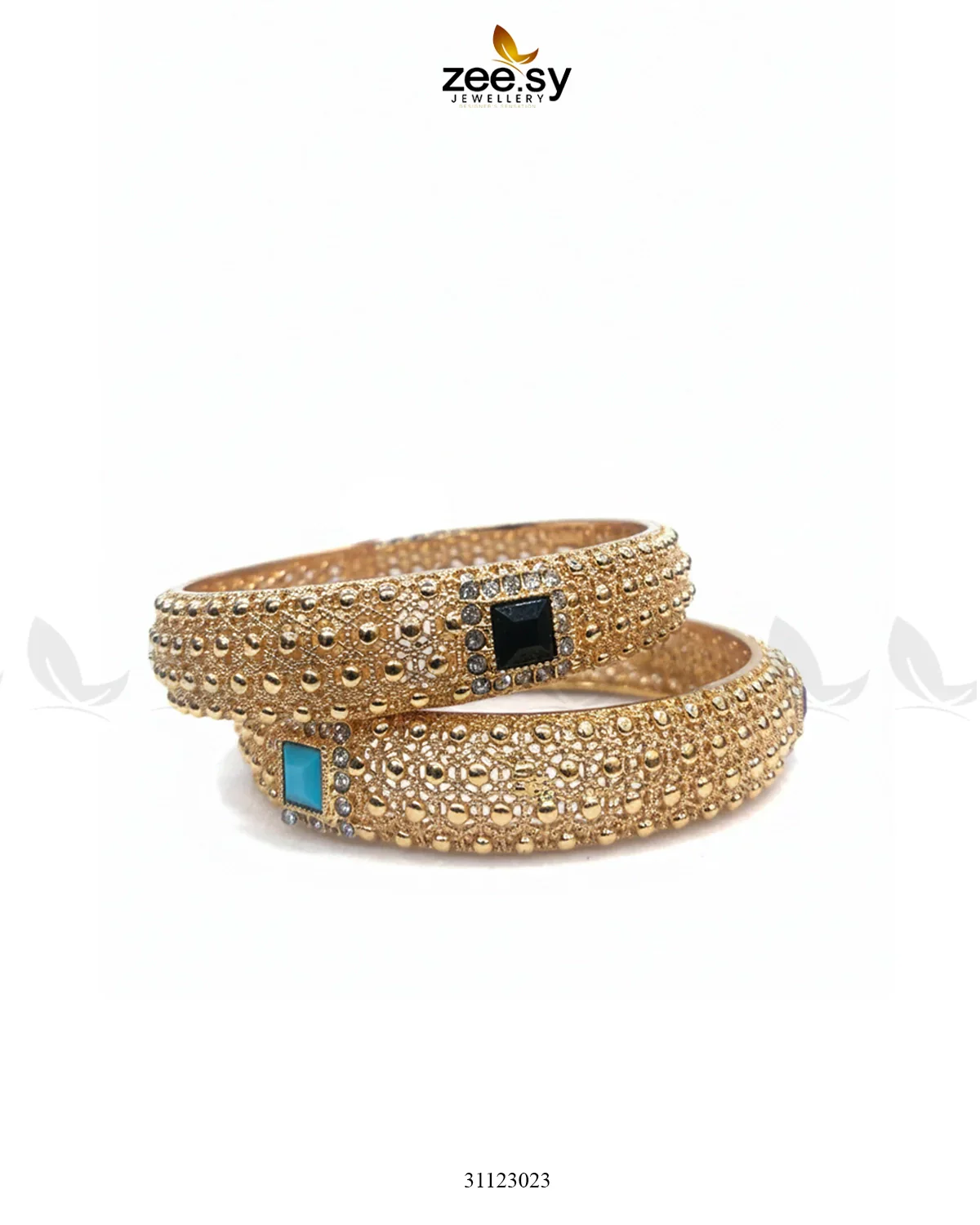 Zeesy Contrast Square Pavã© Bangles - Image 4
