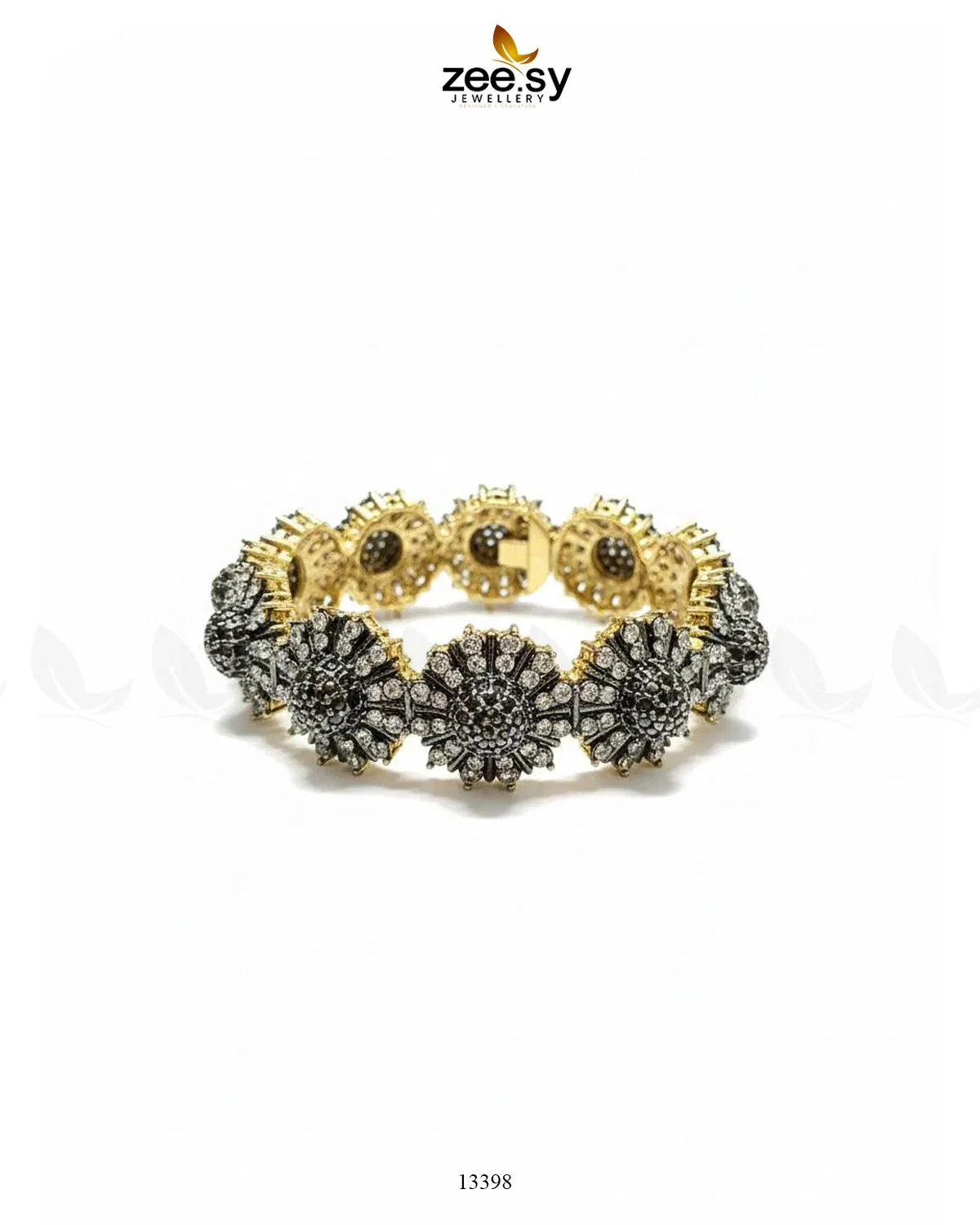 Zeesy Regal Two-Tone Floral Cluster Bangle - Image 2