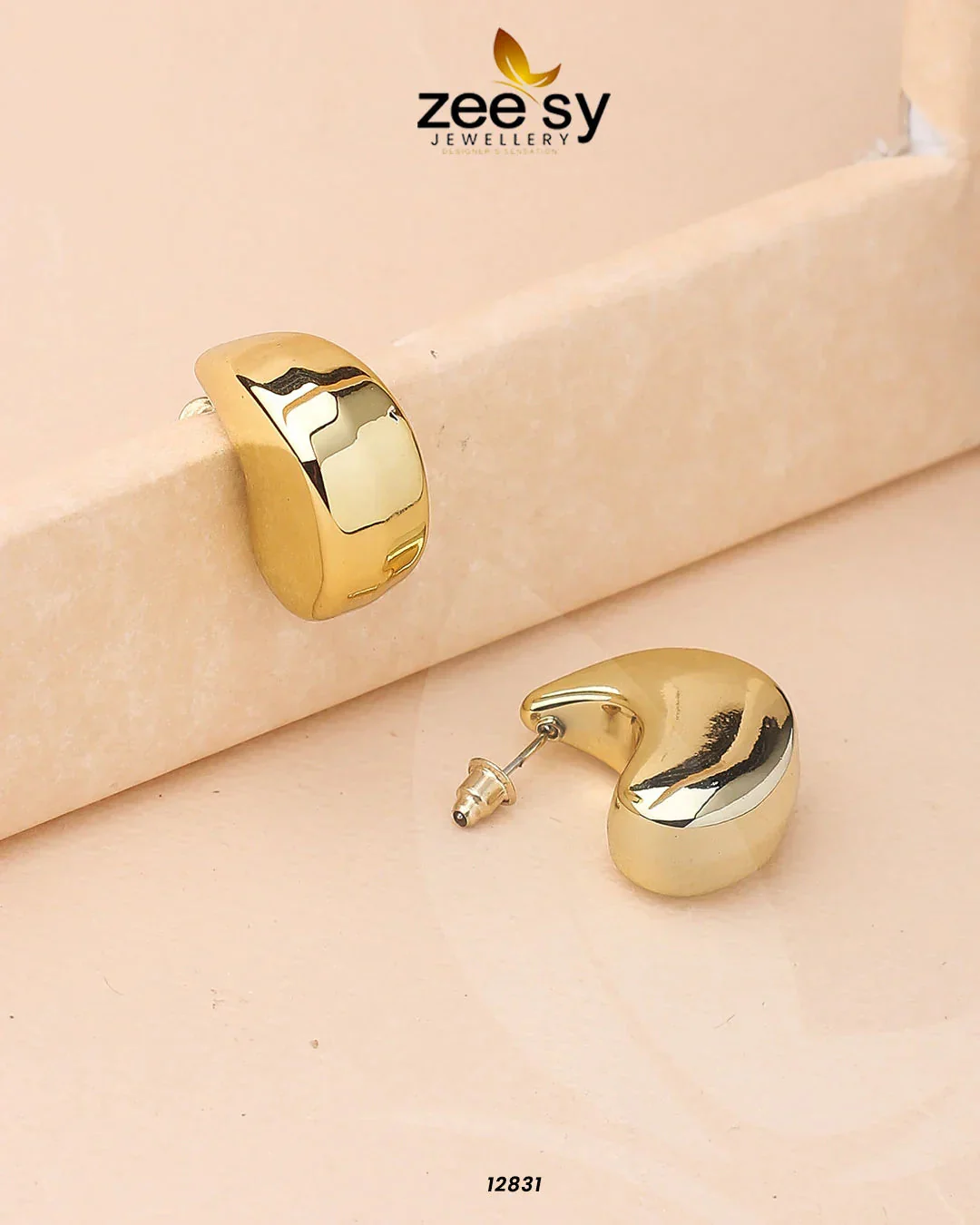 Zeesy Crescent Hoop Earrings - Image 2