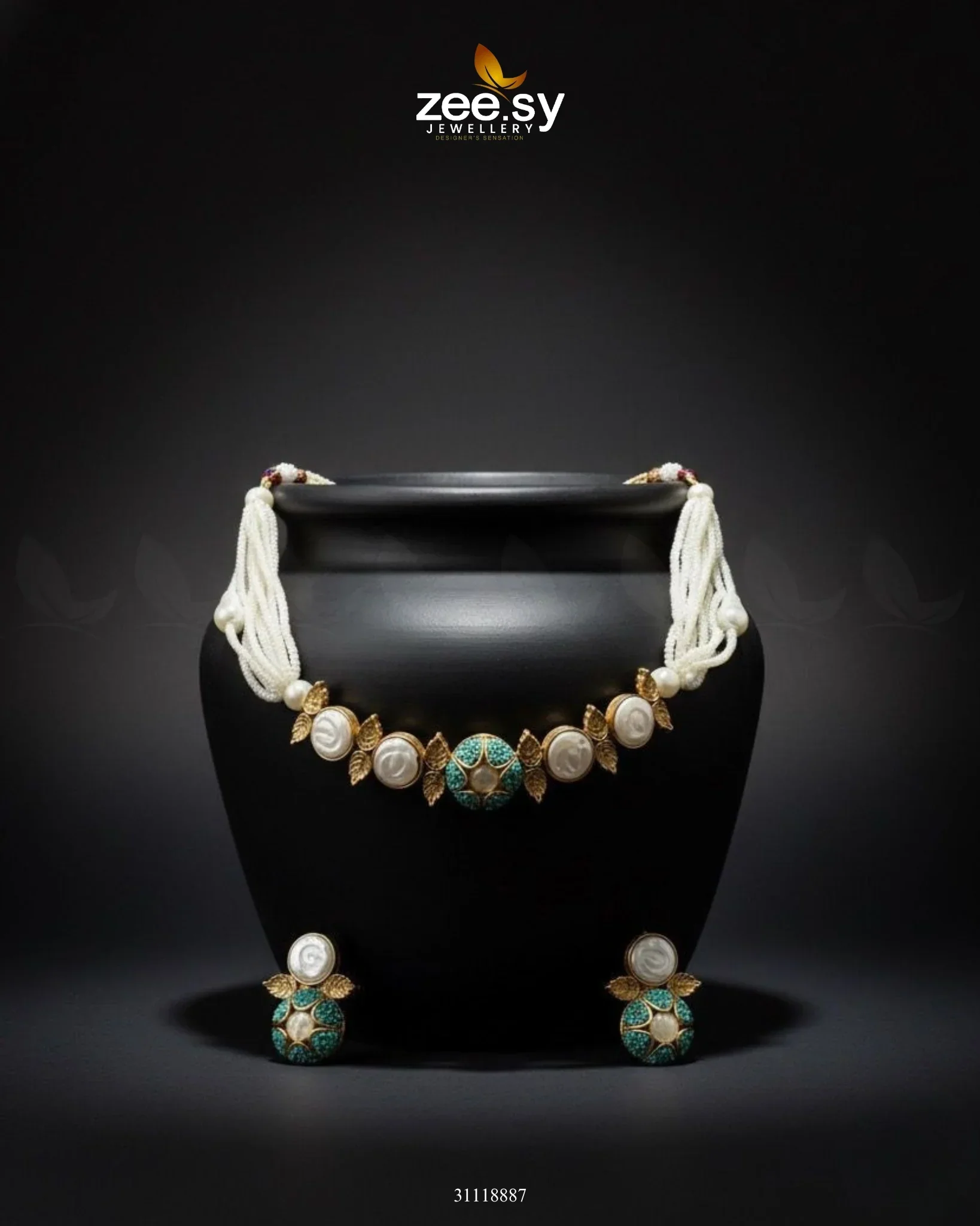 Zeesy Crest Choker Necklace Set - Image 3