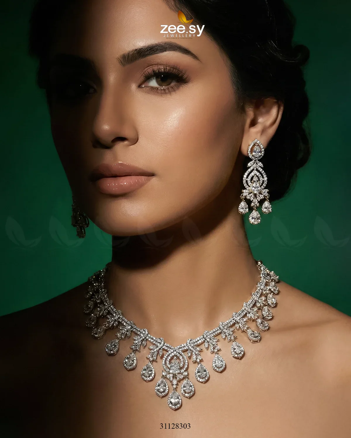 Zeesy Crystal Dewdrop Gala Necklace Set