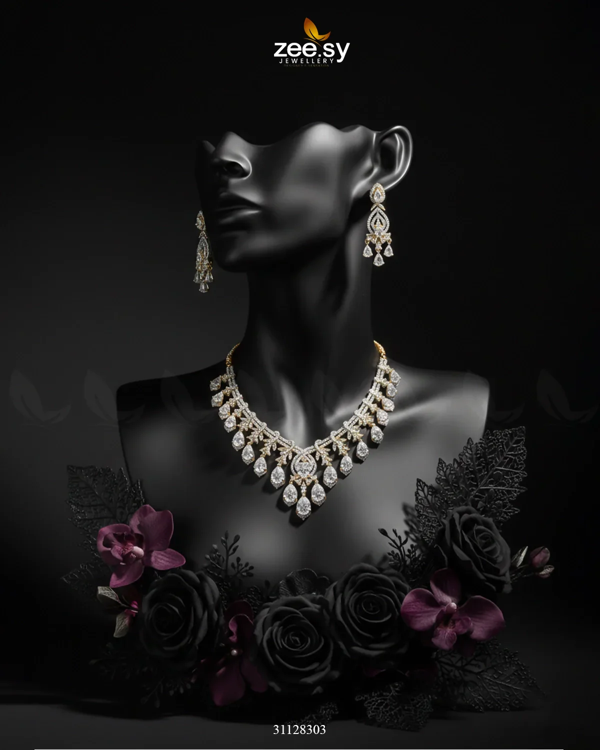 Zeesy Crystal Dewdrop Gala Necklace Set - Image 4