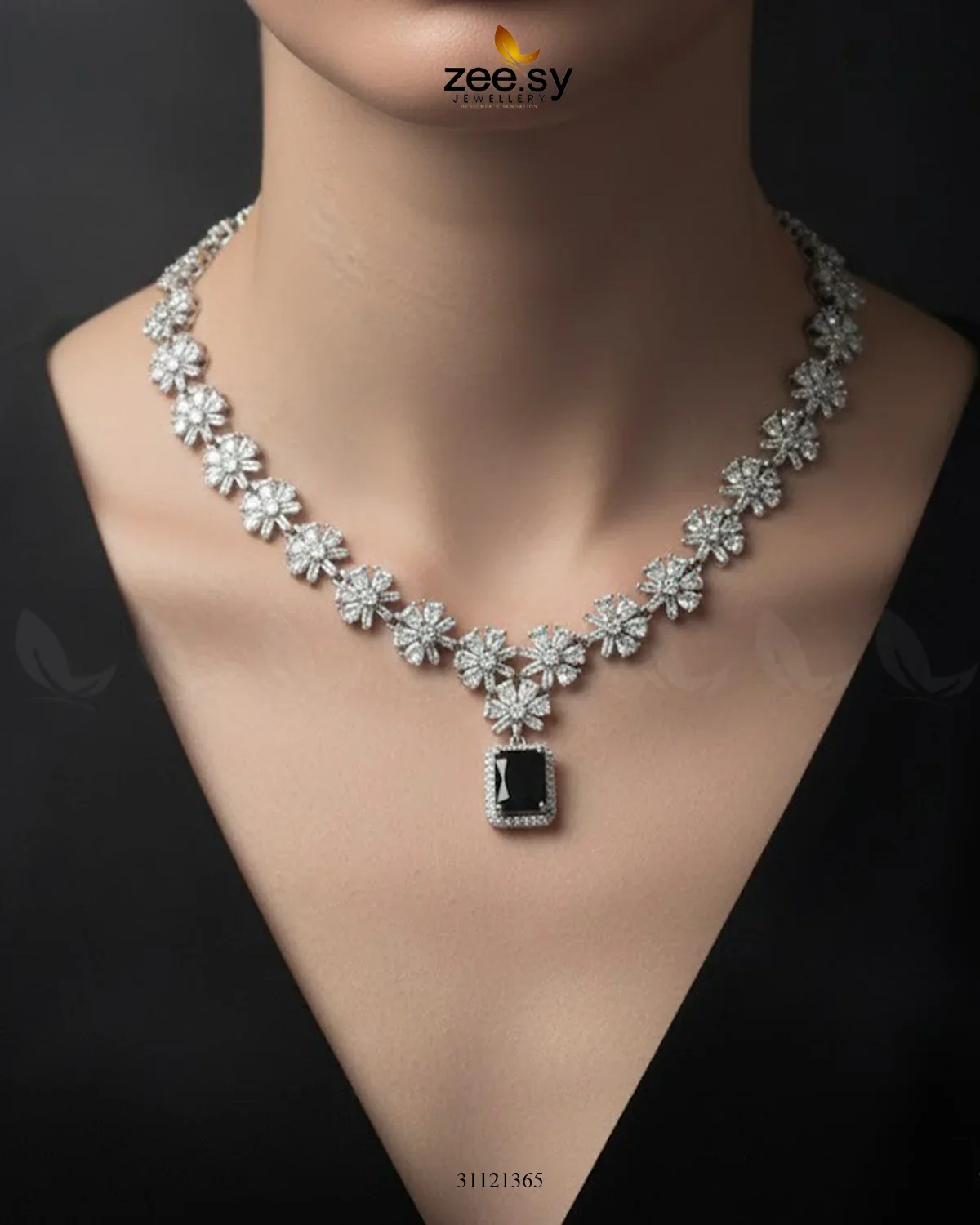 Zeesy Dainty Crystal Cluster Necklace Set - Image 7