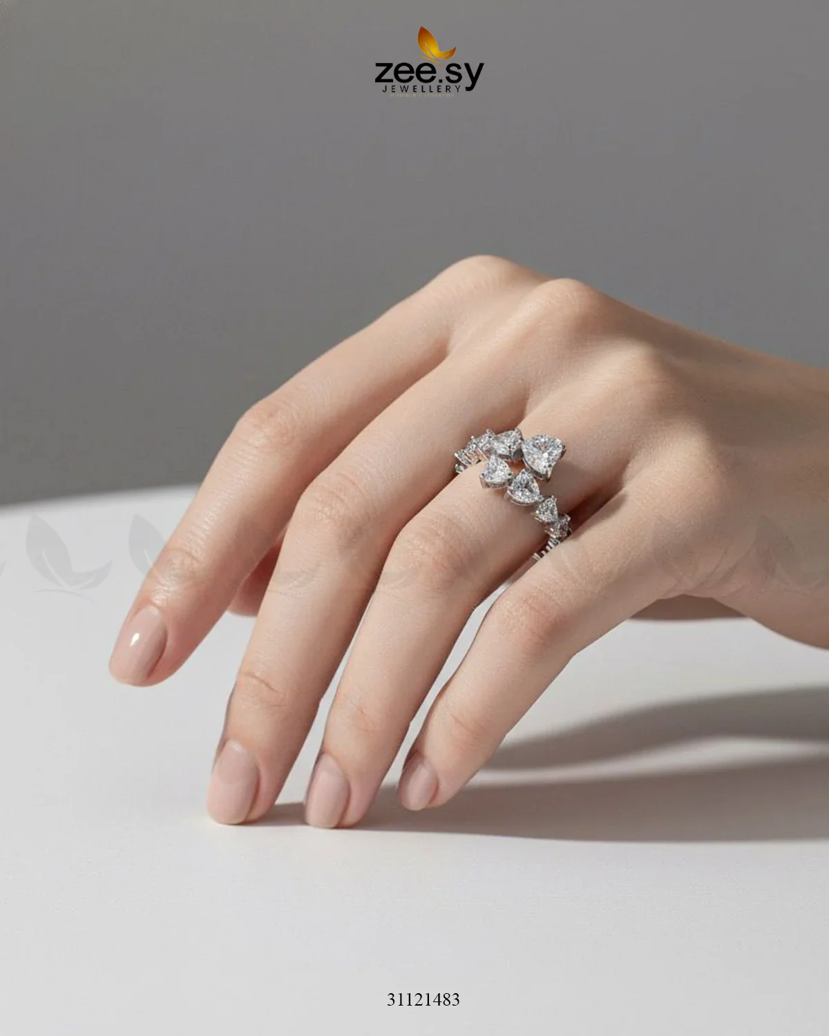 Zeesy Dazzling Asymmetrical Cluster Ring
