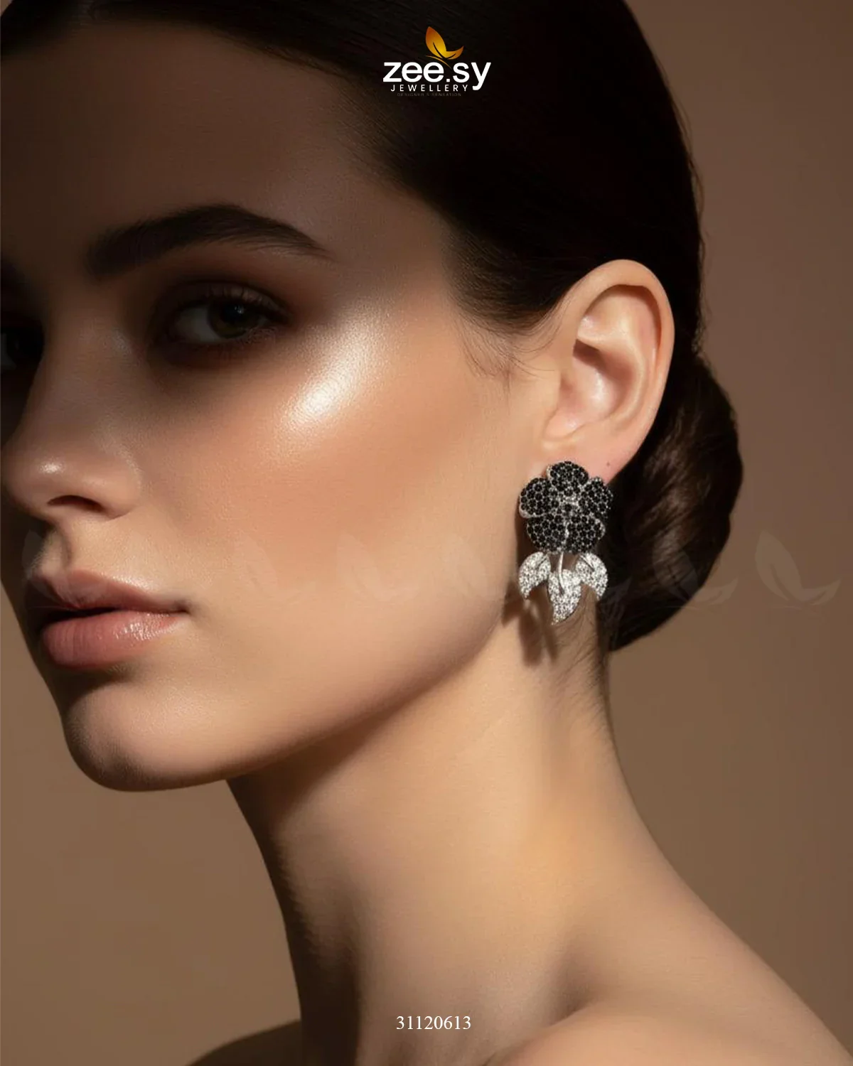 Zeesy Dazzling Crystal Rose Drop Earrings - Image 5