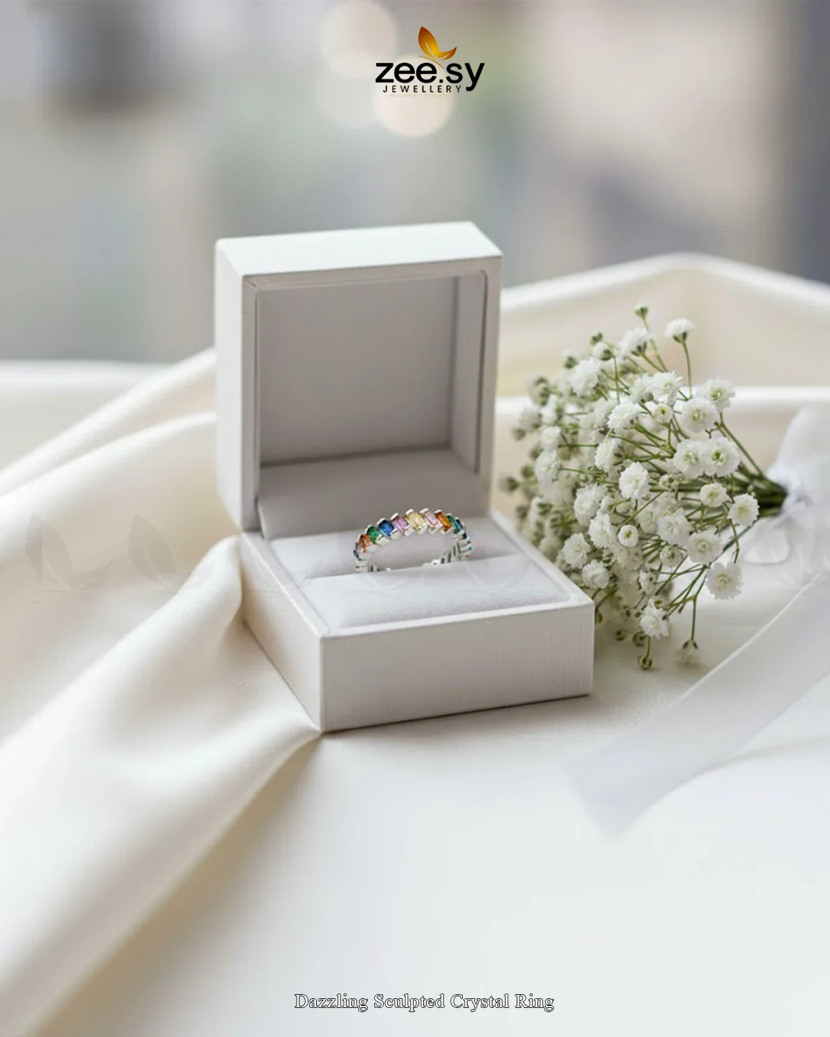 Zeesy Dazzling Sculpted Crystal Ring - Image 4