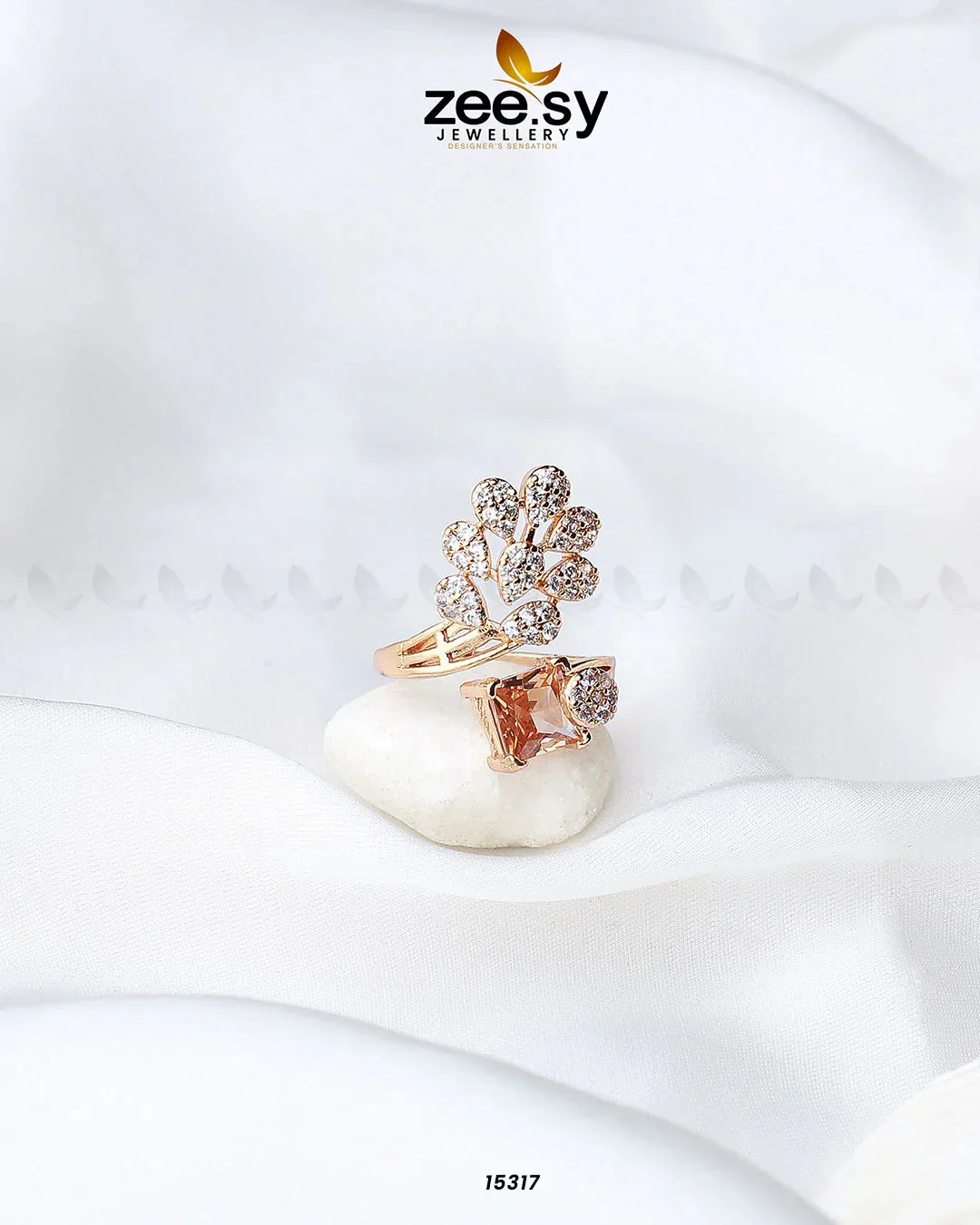 Zeesy Delicate Leaf Ring - Image 6