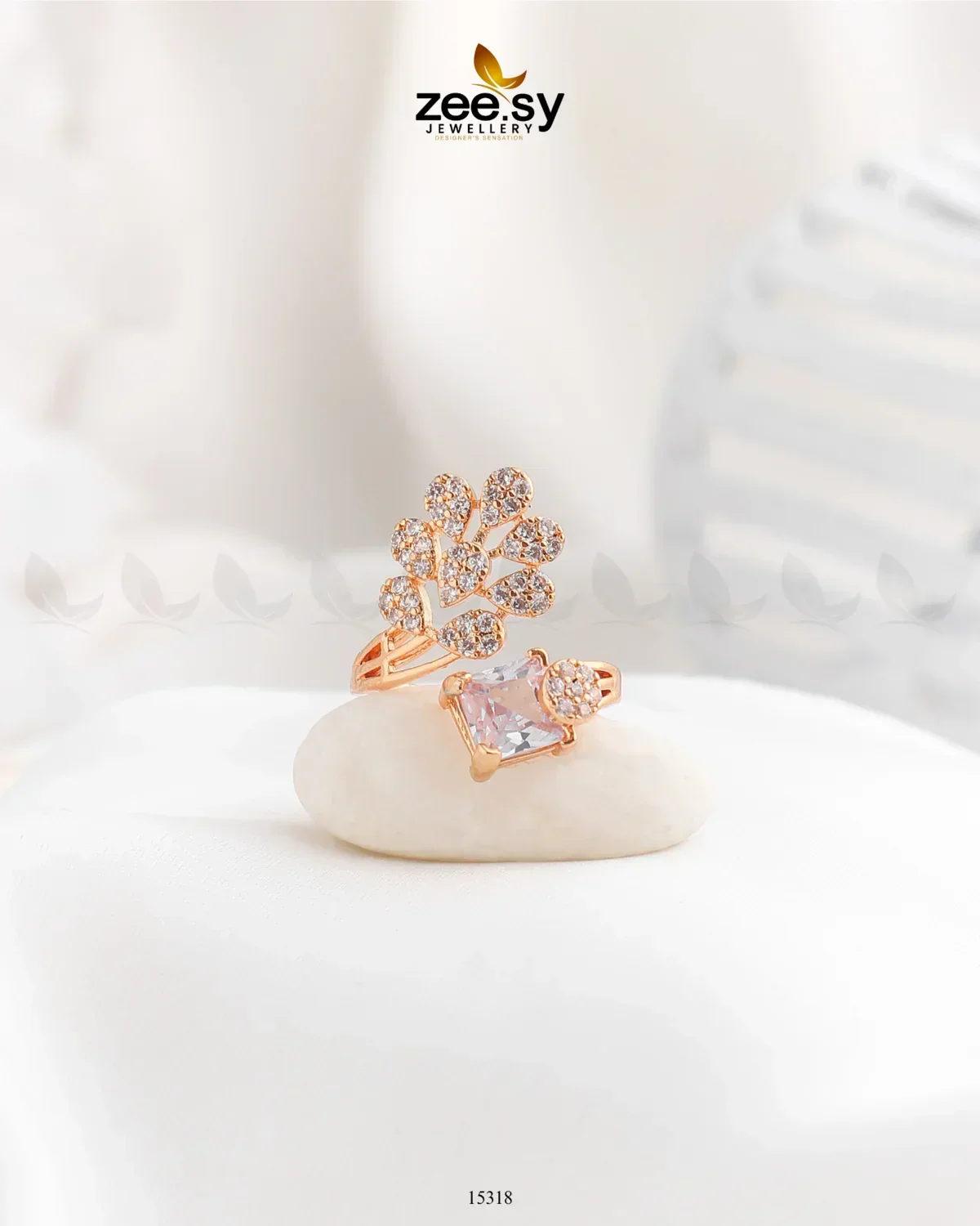 Zeesy Delicate Leaf Ring - Image 9