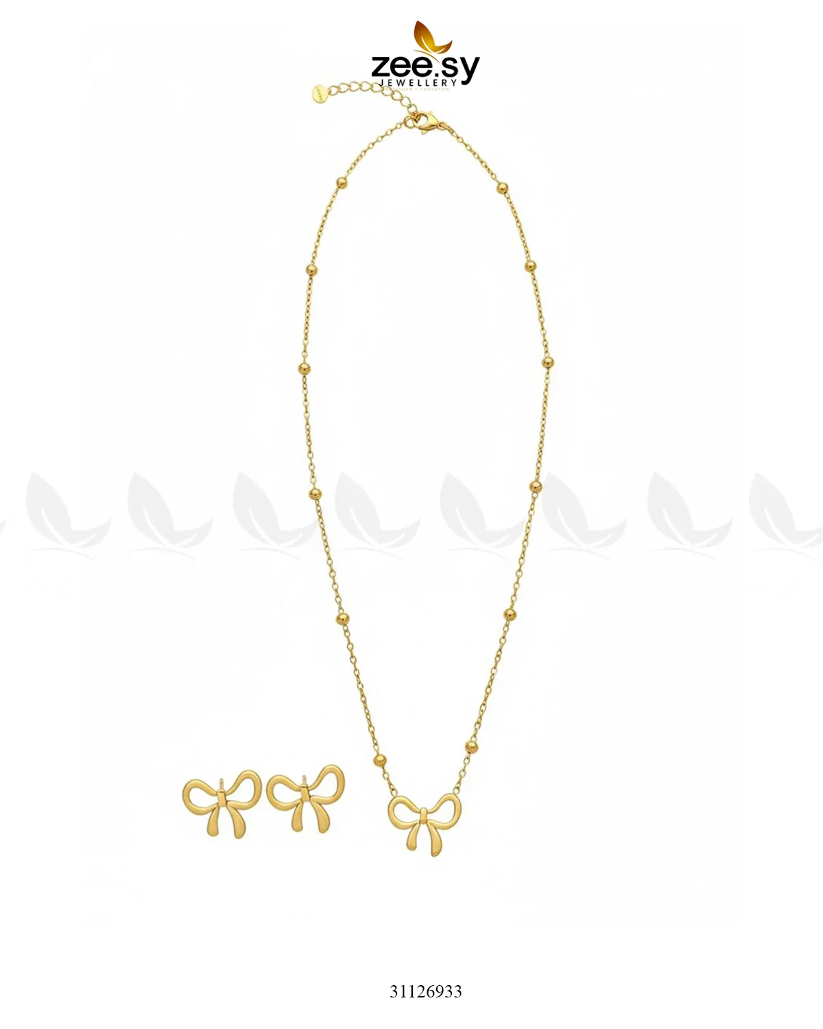 Zeesy Delicate Ribbon Bow Pendant Set - Image 2