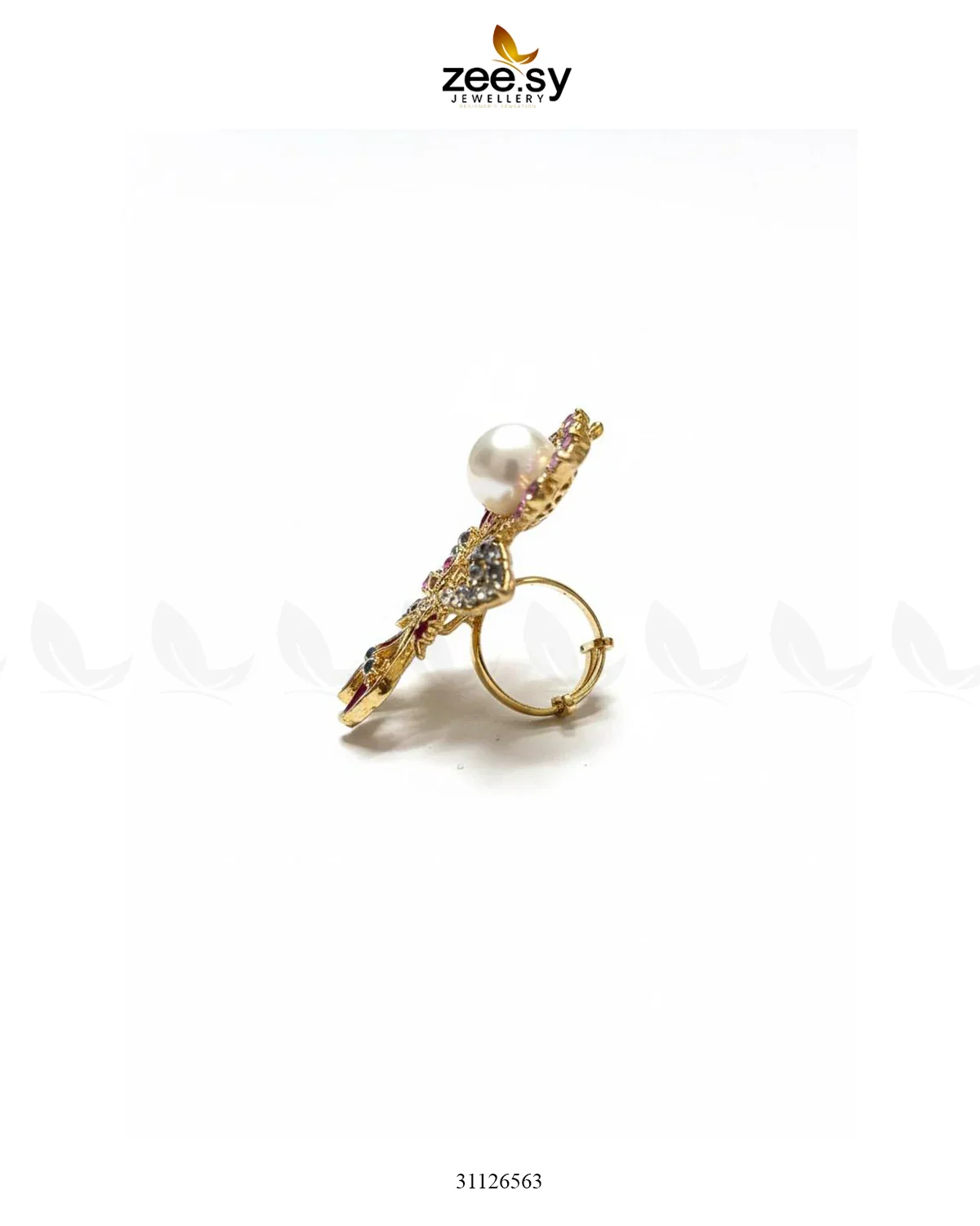 Zeesy Delightful Floral Crystal Pave Ring - Image 4