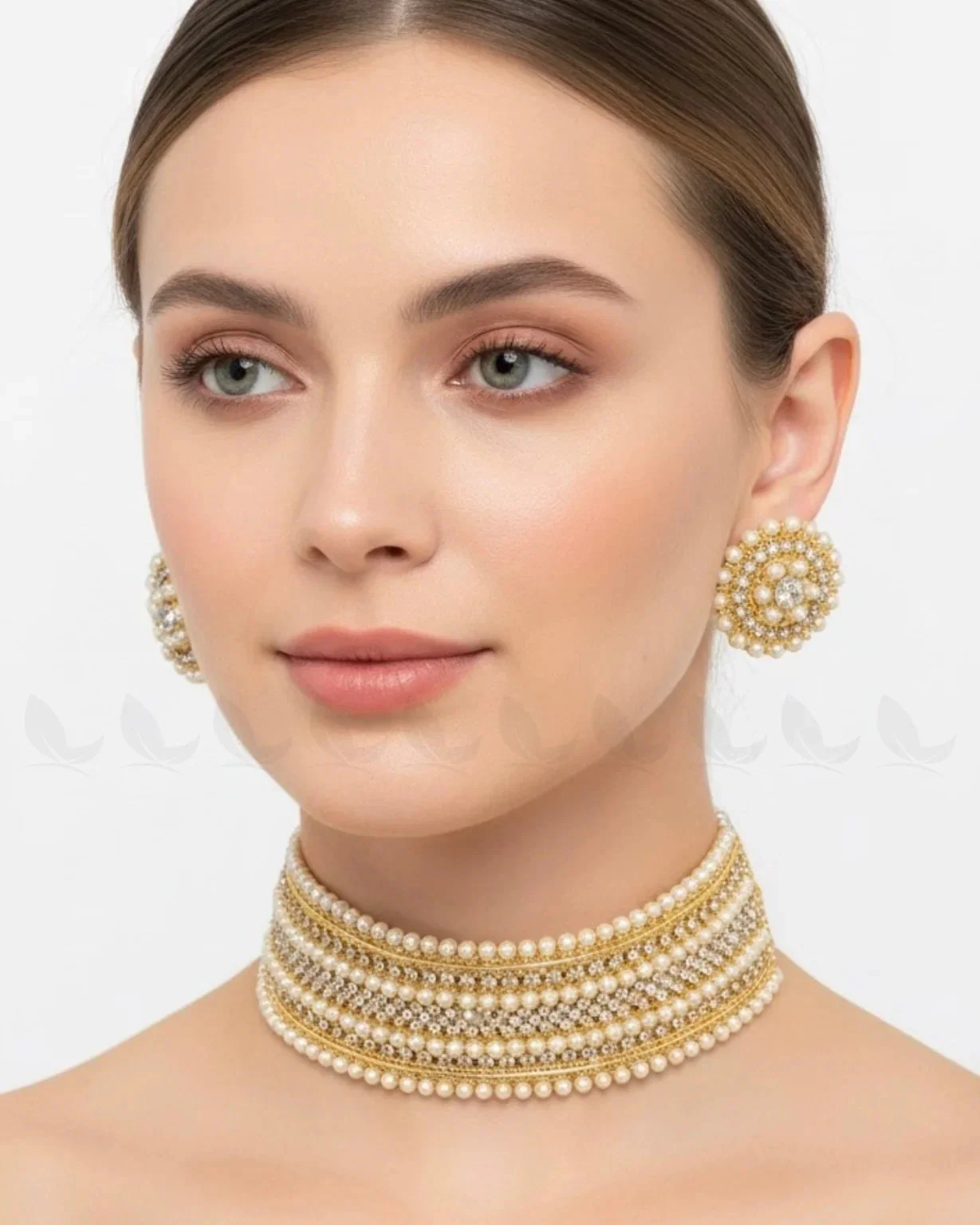 Zeesy Elegant Beaded Pearl Choker Set