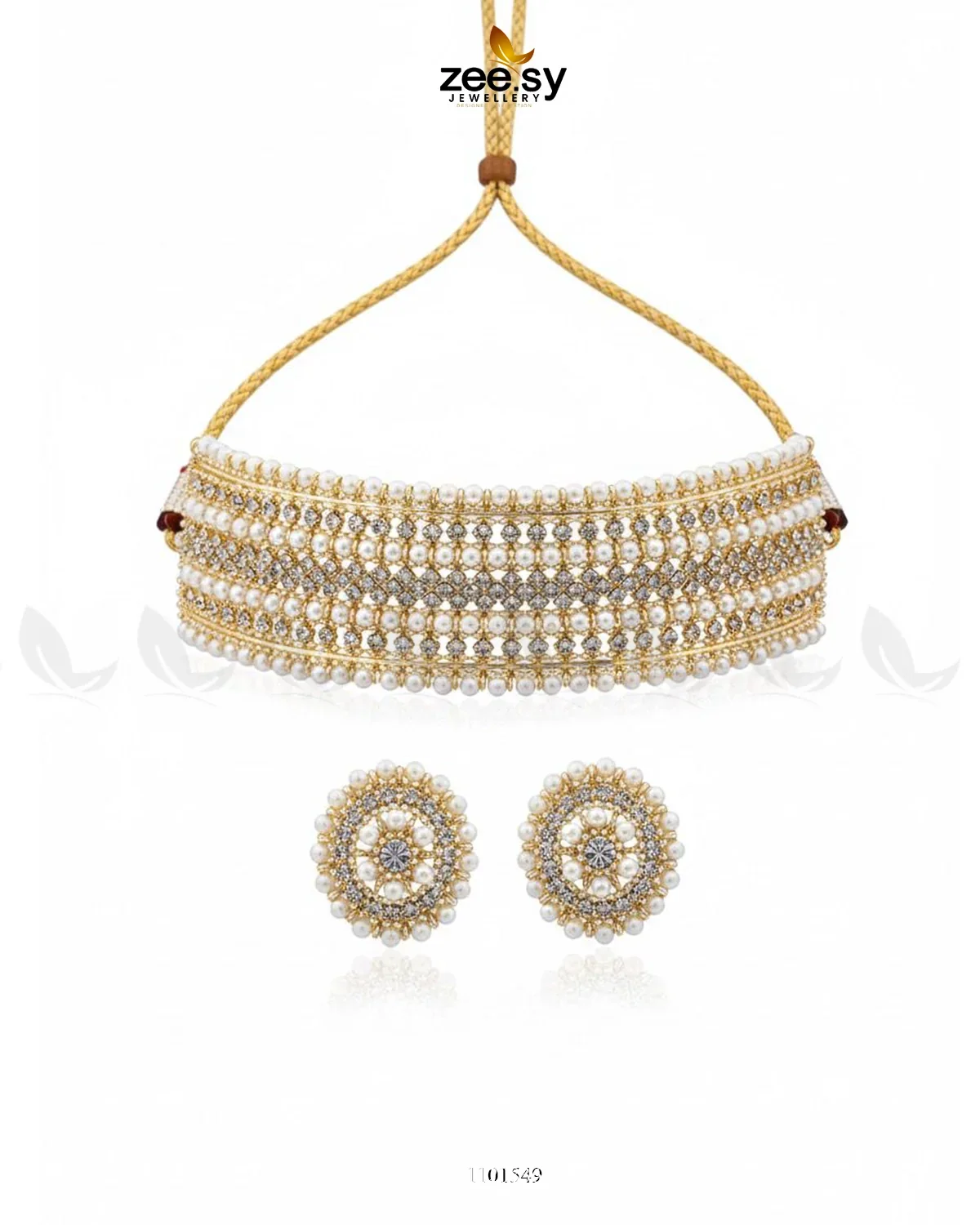 Zeesy Elegant Beaded Pearl Choker Set - Image 5