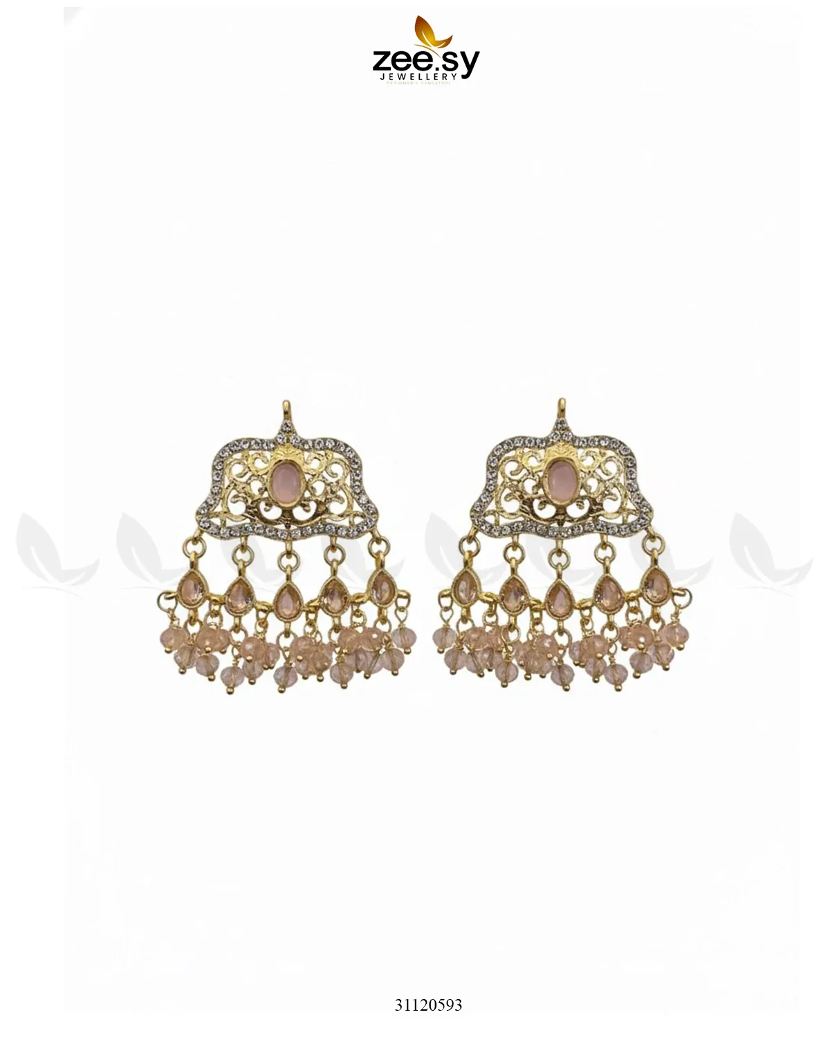 Zeesy Elegant Tassel Moti Work Earrings - Image 15