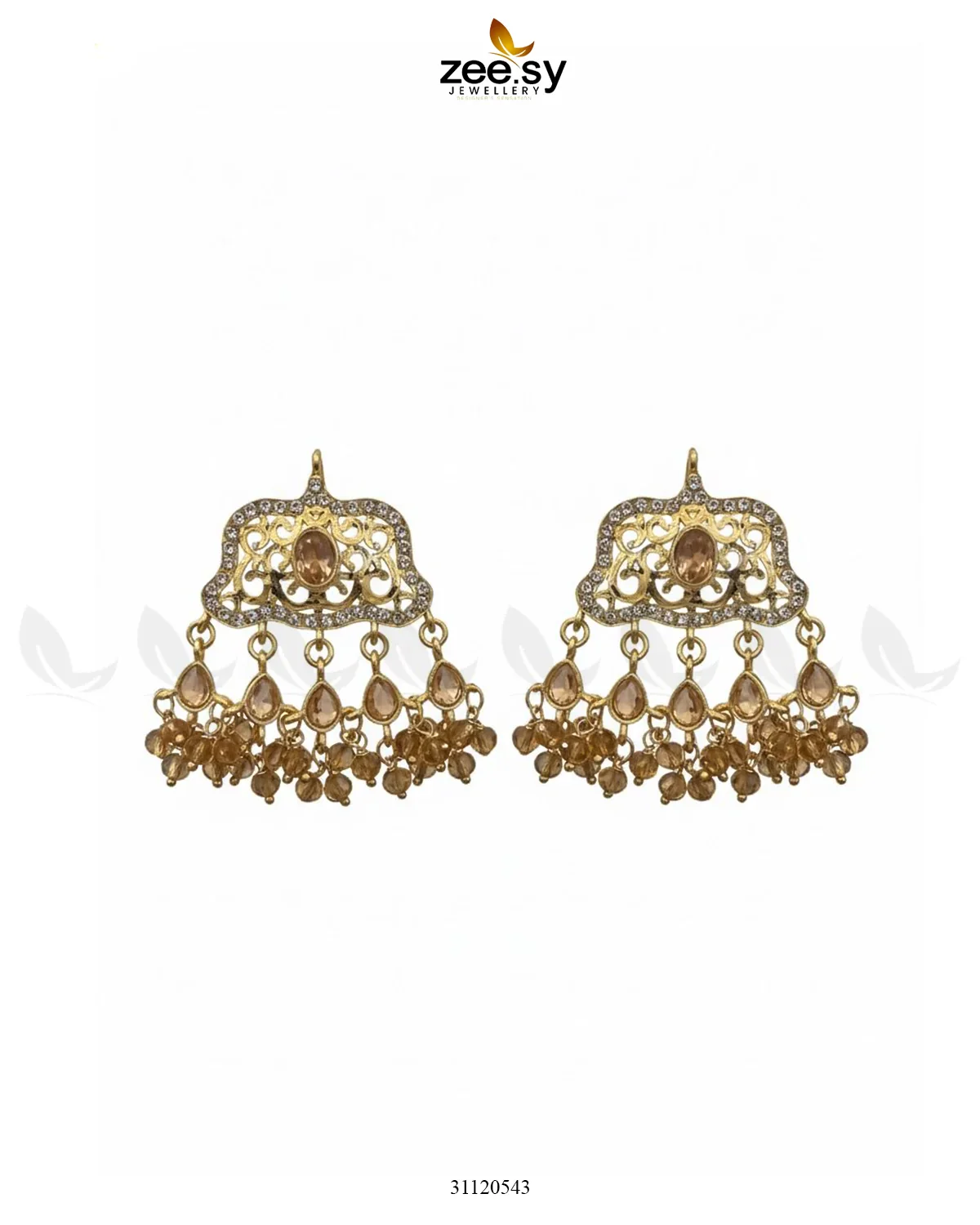 Zeesy Elegant Tassel Moti Work Earrings - Image 2