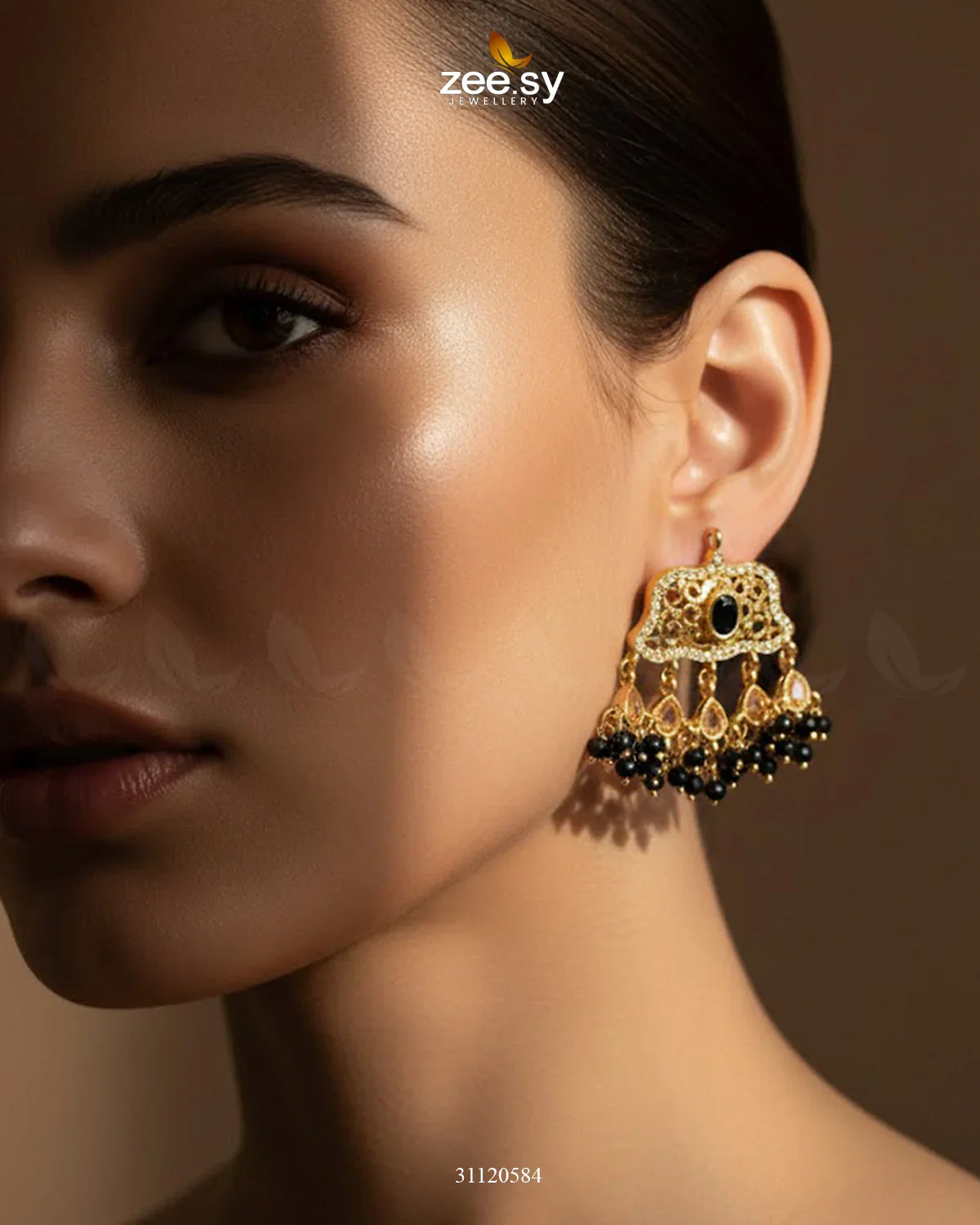 Zeesy Elegant Tassel Moti Work Earrings - Image 5
