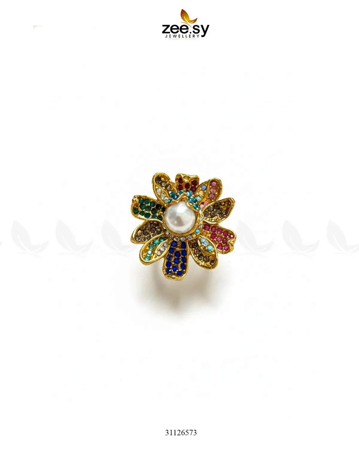 Zeesy Floral Art Cluster Pave Ring - Image 4