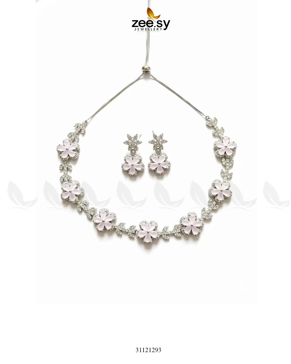 Zeesy Floral Cubic Stone Necklace Set - Image 9