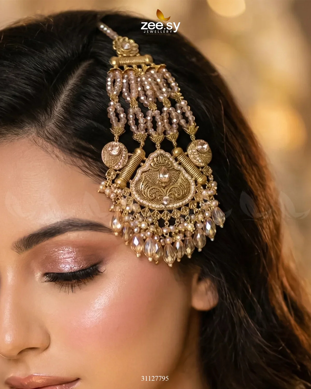 Zeesy Heritage Blush Beaded Jhumar