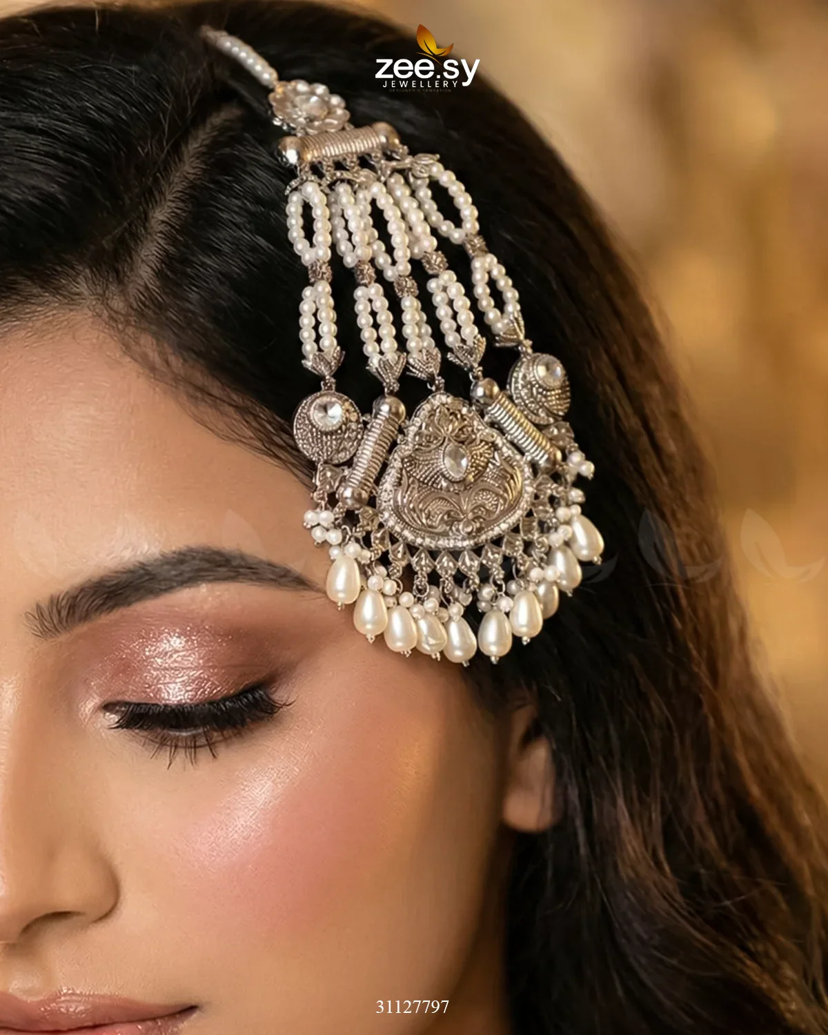 Zeesy Heritage Blush Beaded Jhumar - Image 8
