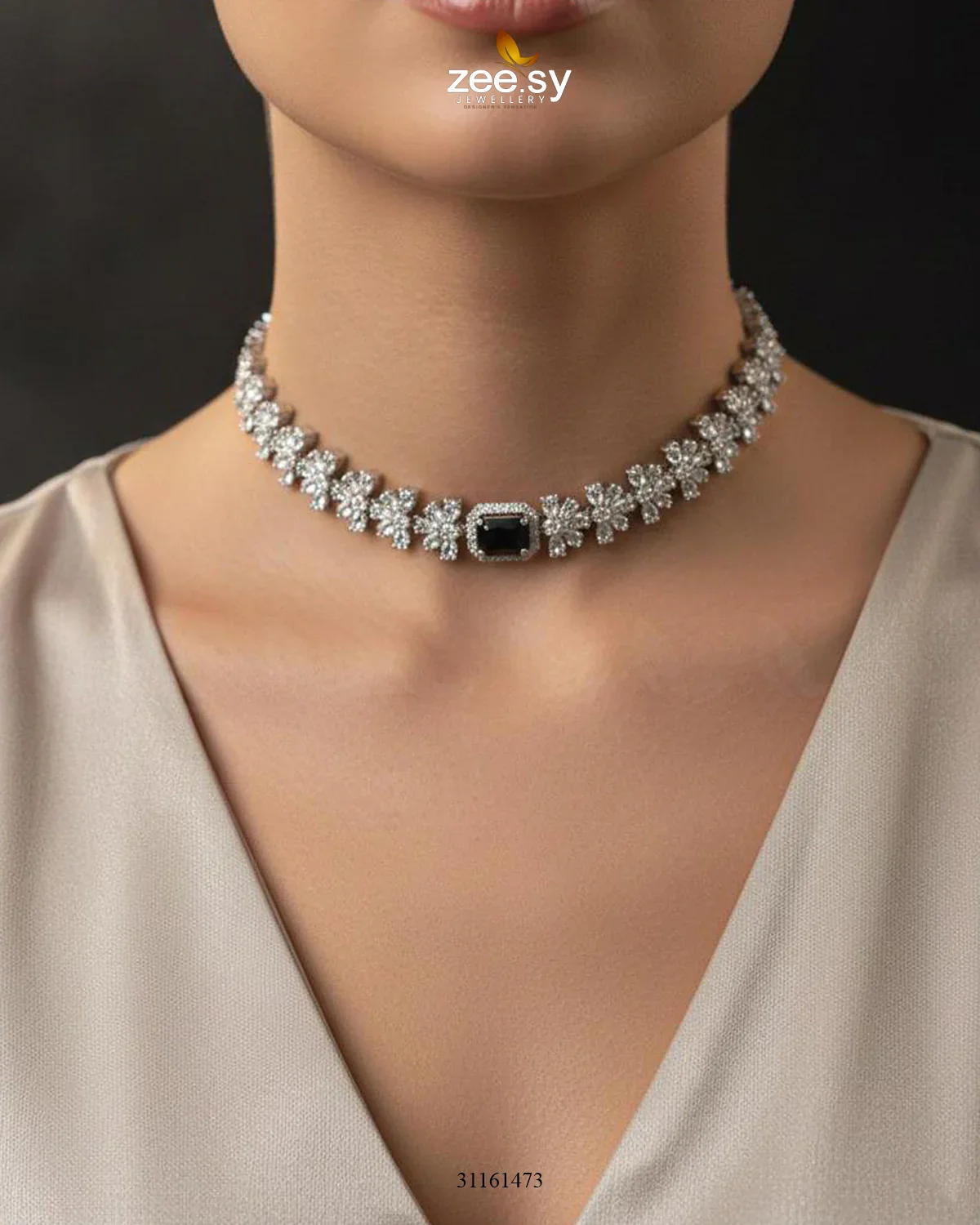 Zeesy Intricate Square Cluster Necklace Set - Image 10