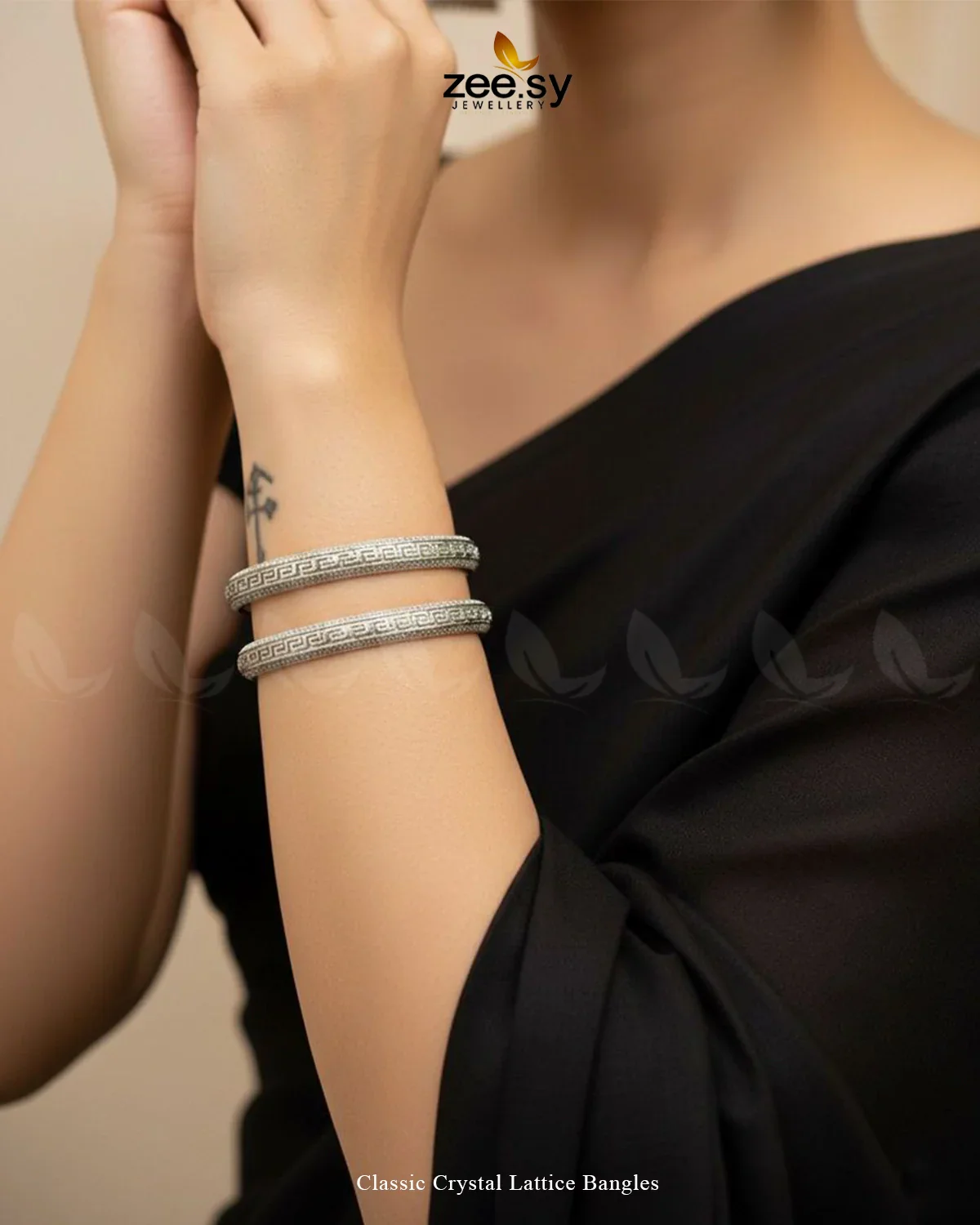 Zeesy Classic Crystal Lattice Bangles