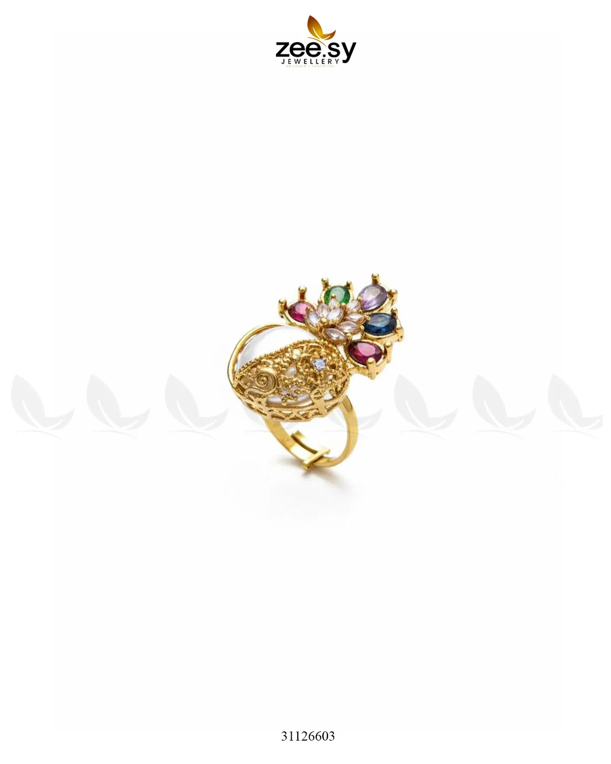 Zeesy Lavender Baroque Multi Crystal Ring - Image 4